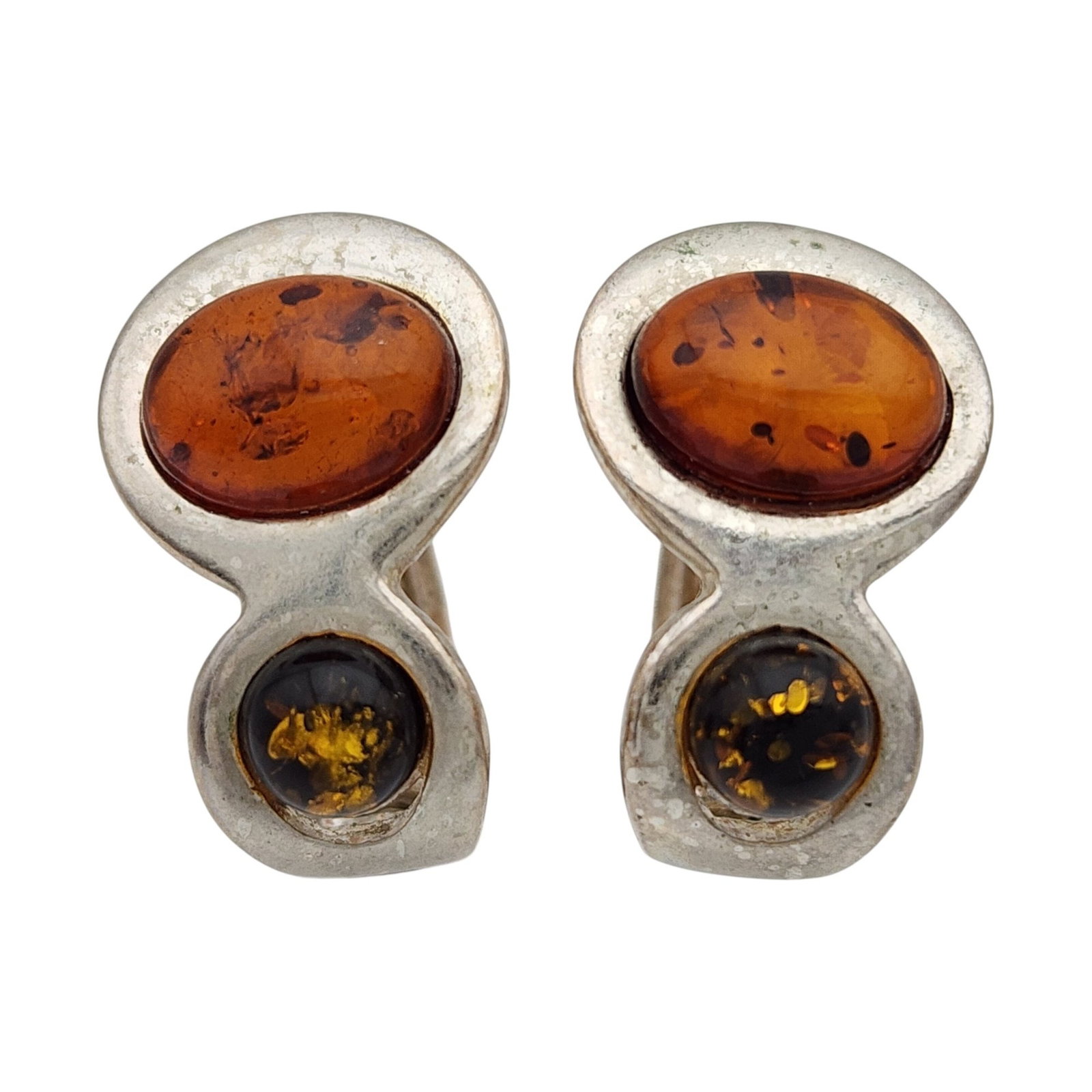 Sterling Multicolor Amber Earrings: Sterling Multicolor Amber Earrings 4.9g