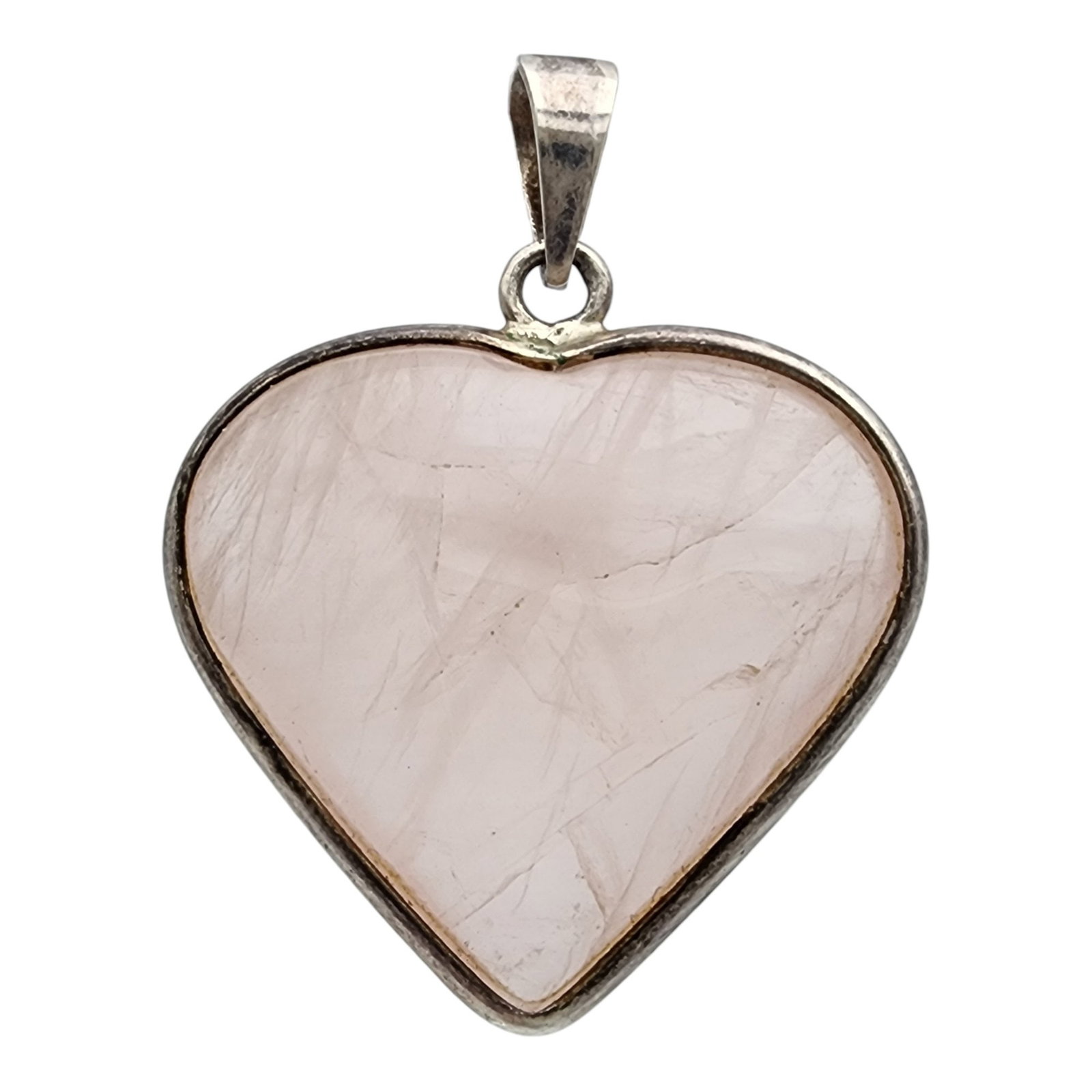 Sterling Rose Quartz Heart Pendant: Sterling Rose Quartz Heart Pendant 10.4g