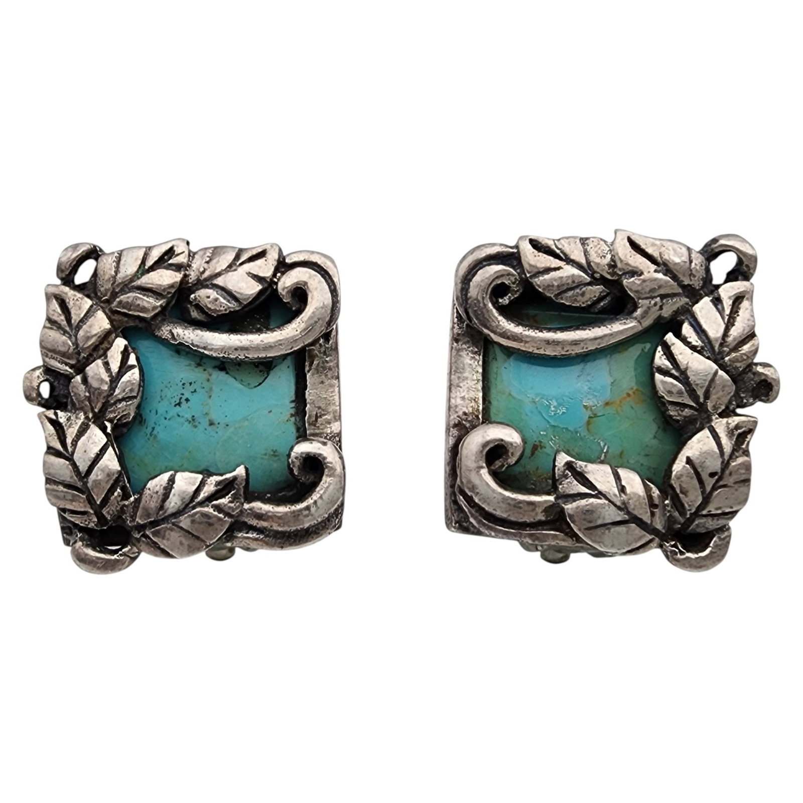 Sterling Turquoise Leaf Earrings (1 of 4)