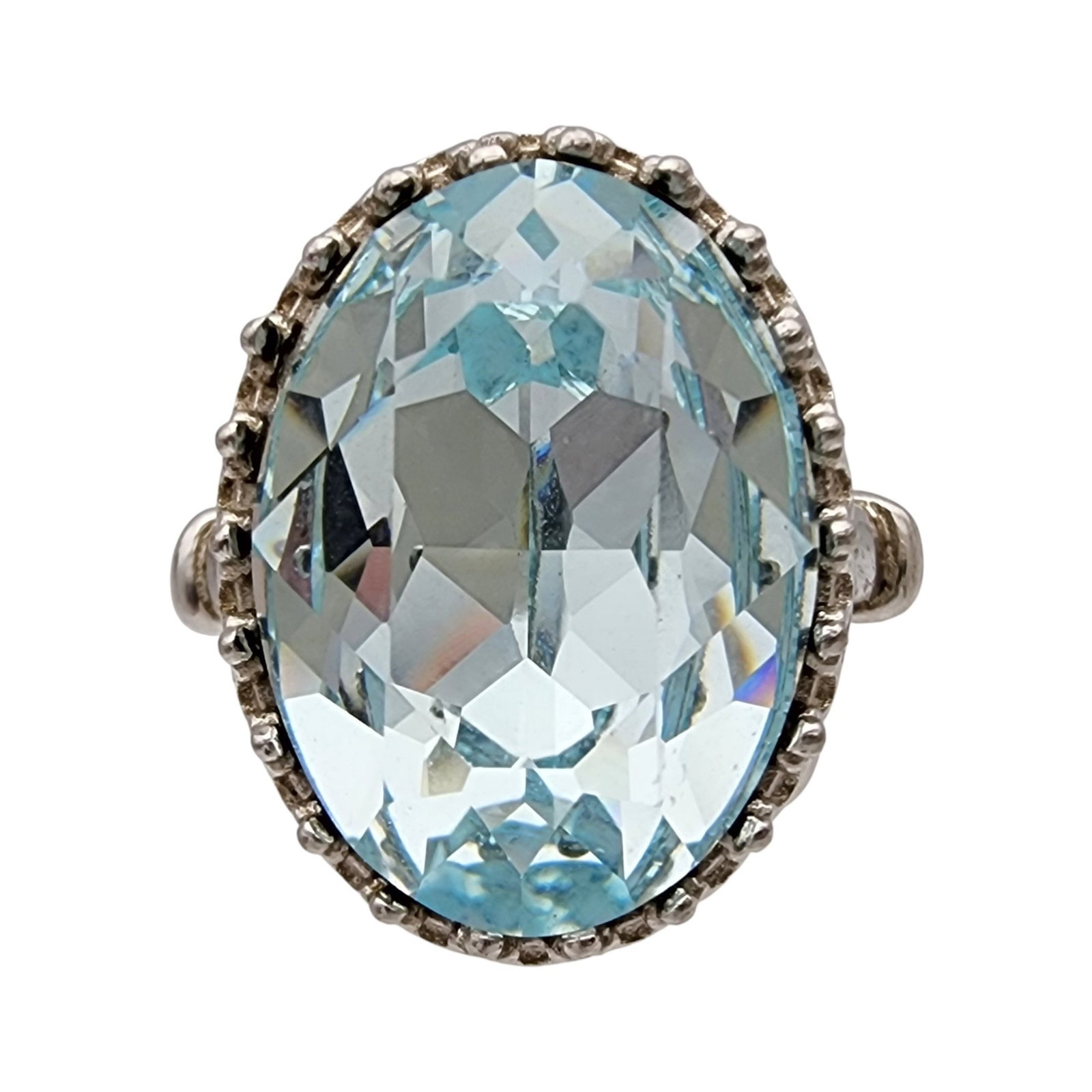 Sterling Blue Cubic Zirconia Ring Sz 8 (1 of 5)