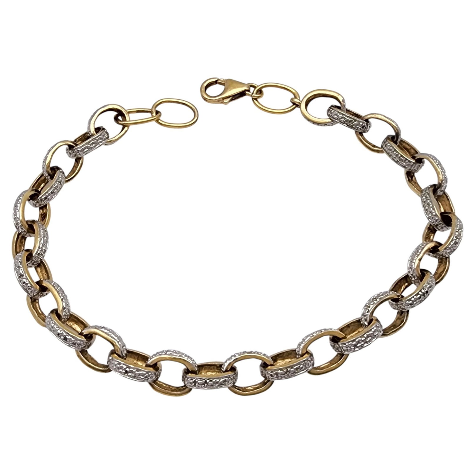 Gold over Sterling Diamond Circle Link Bracelet: Gold over Sterling Diamond Circle Link Bracelet 11.1g