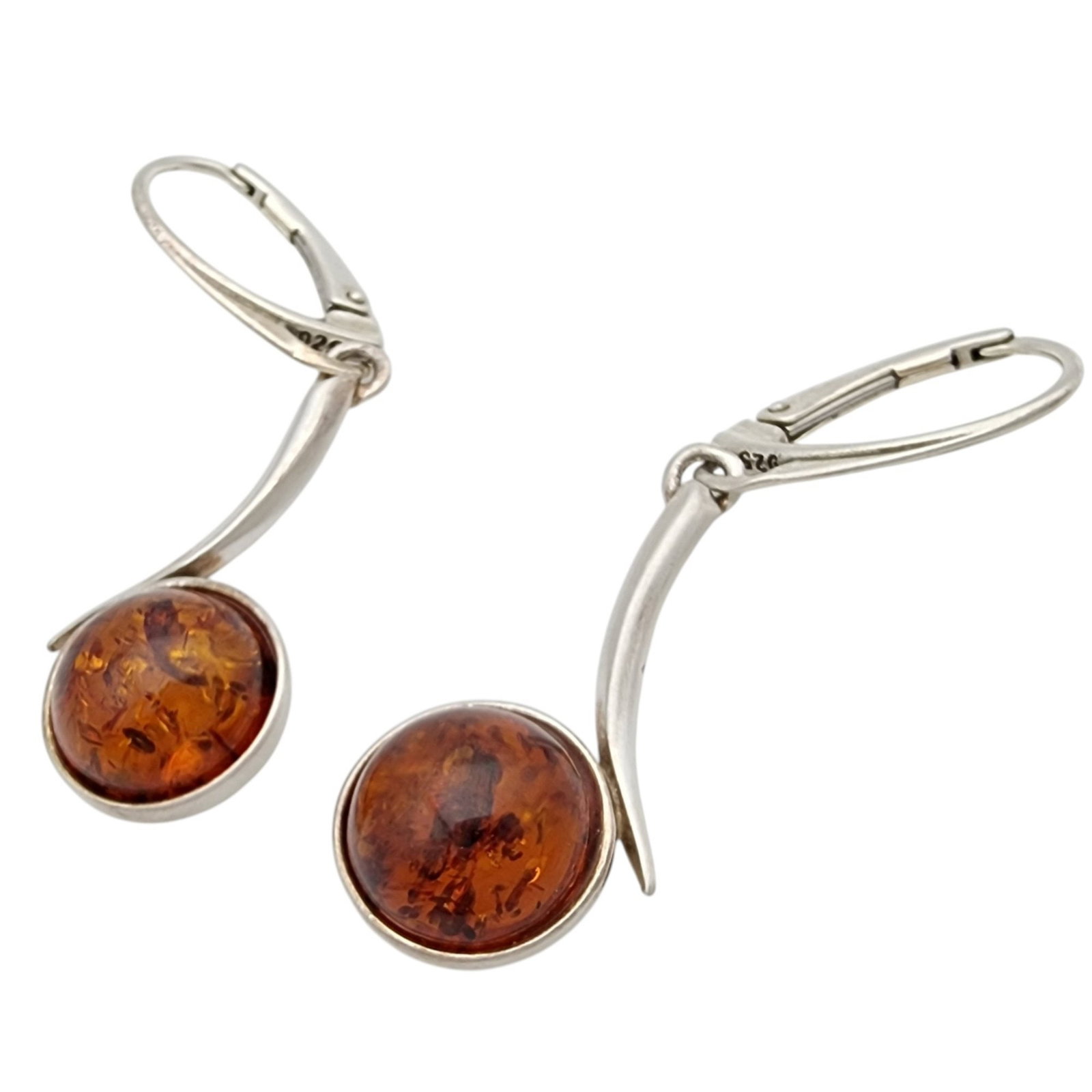 Sterling Amber Dangle Earrings - 2