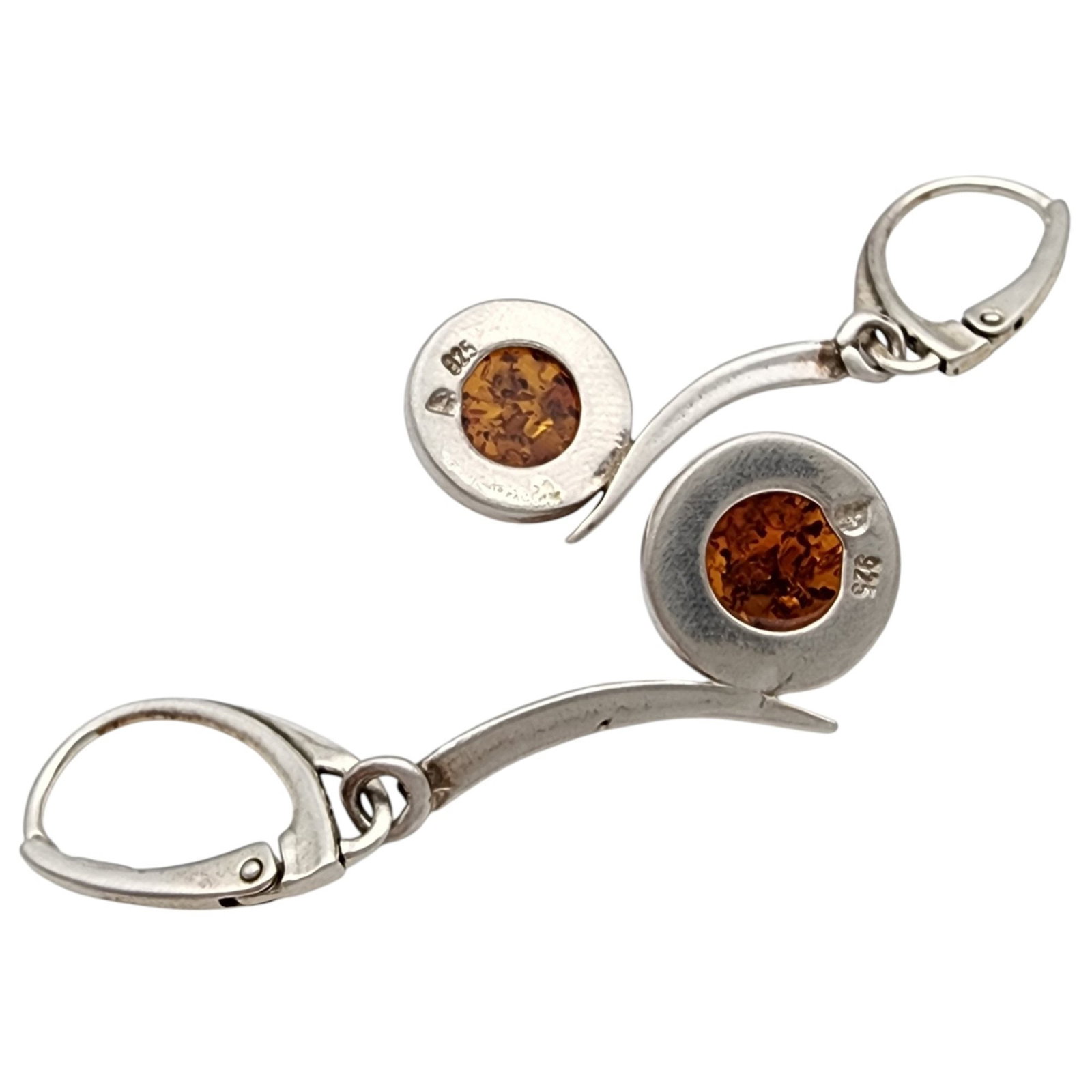 Sterling Amber Dangle Earrings - 3