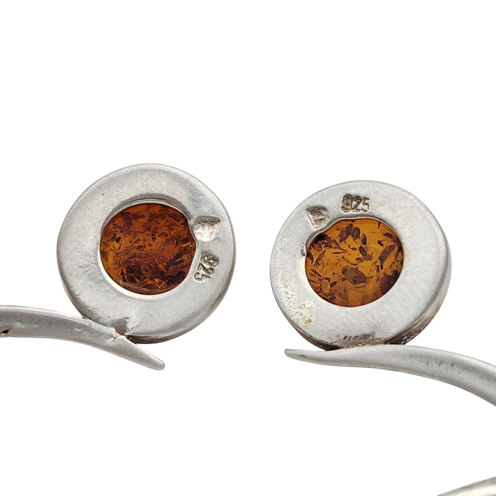 Sterling Amber Dangle Earrings - 4