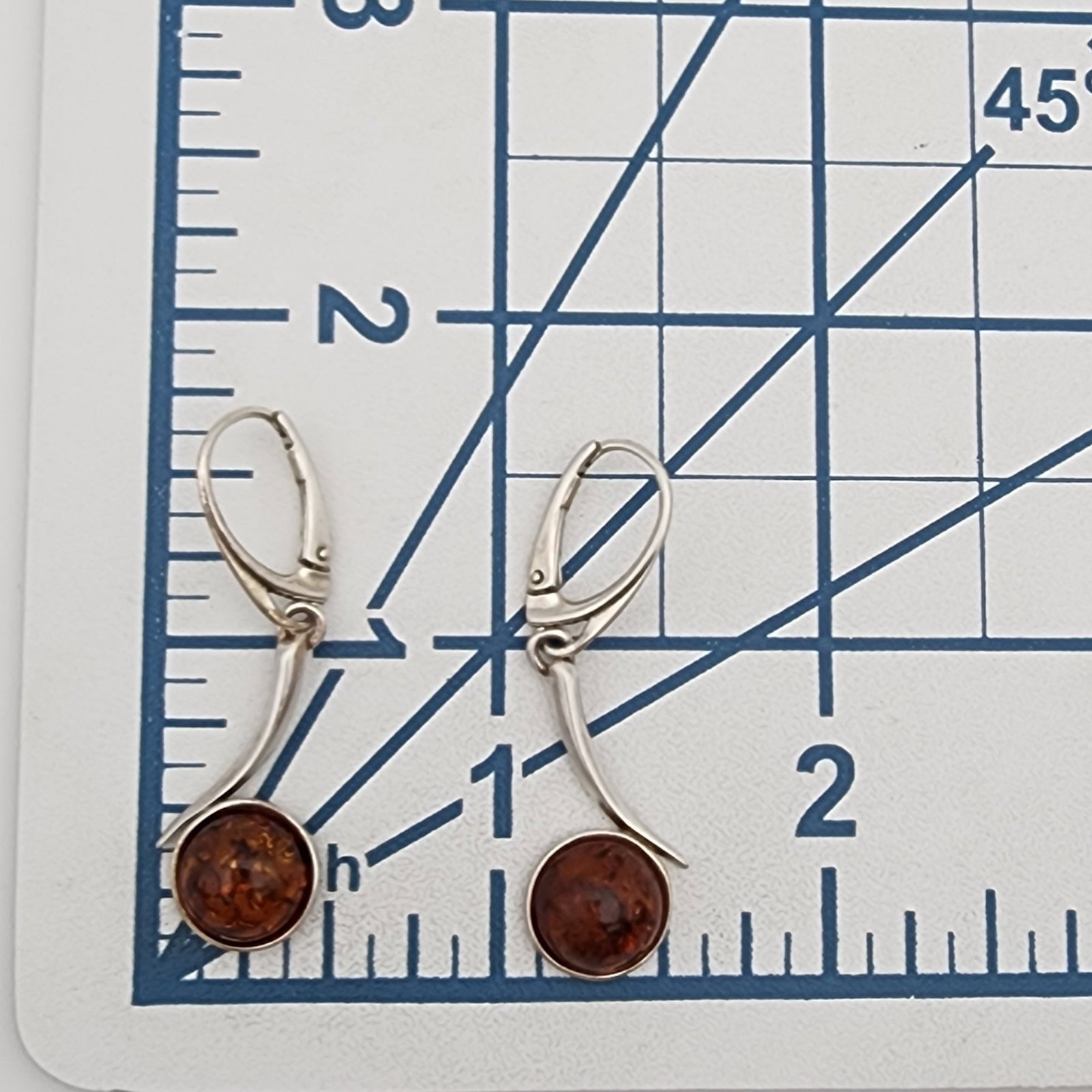 Sterling Amber Dangle Earrings - 5