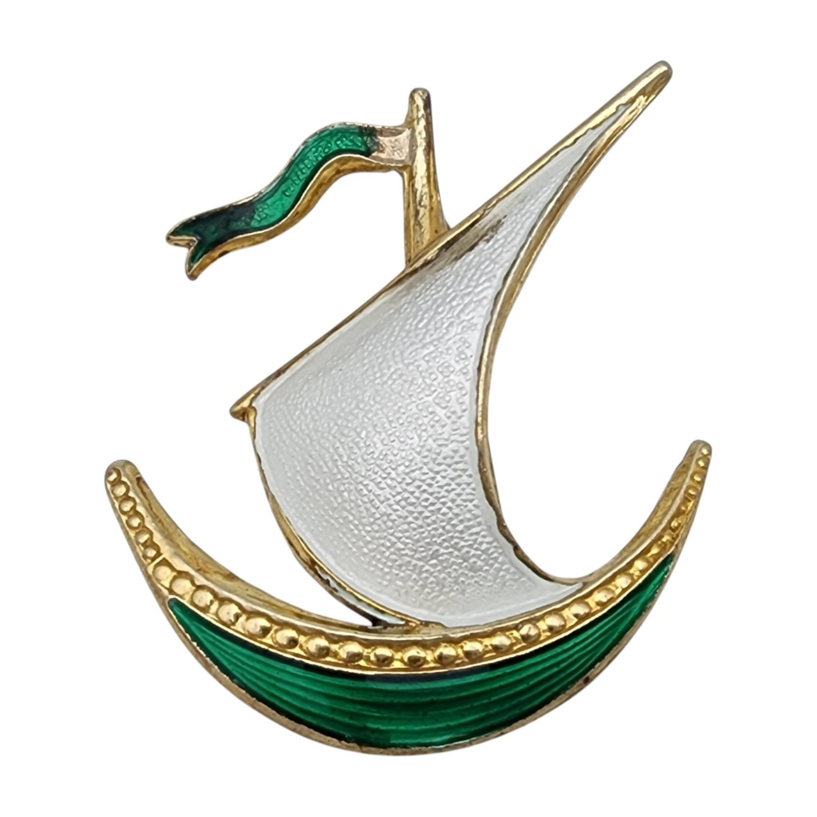 Ivar T Holth Norway Gold over Sterling Enamel Viking Ship Brooch (1 of 6)