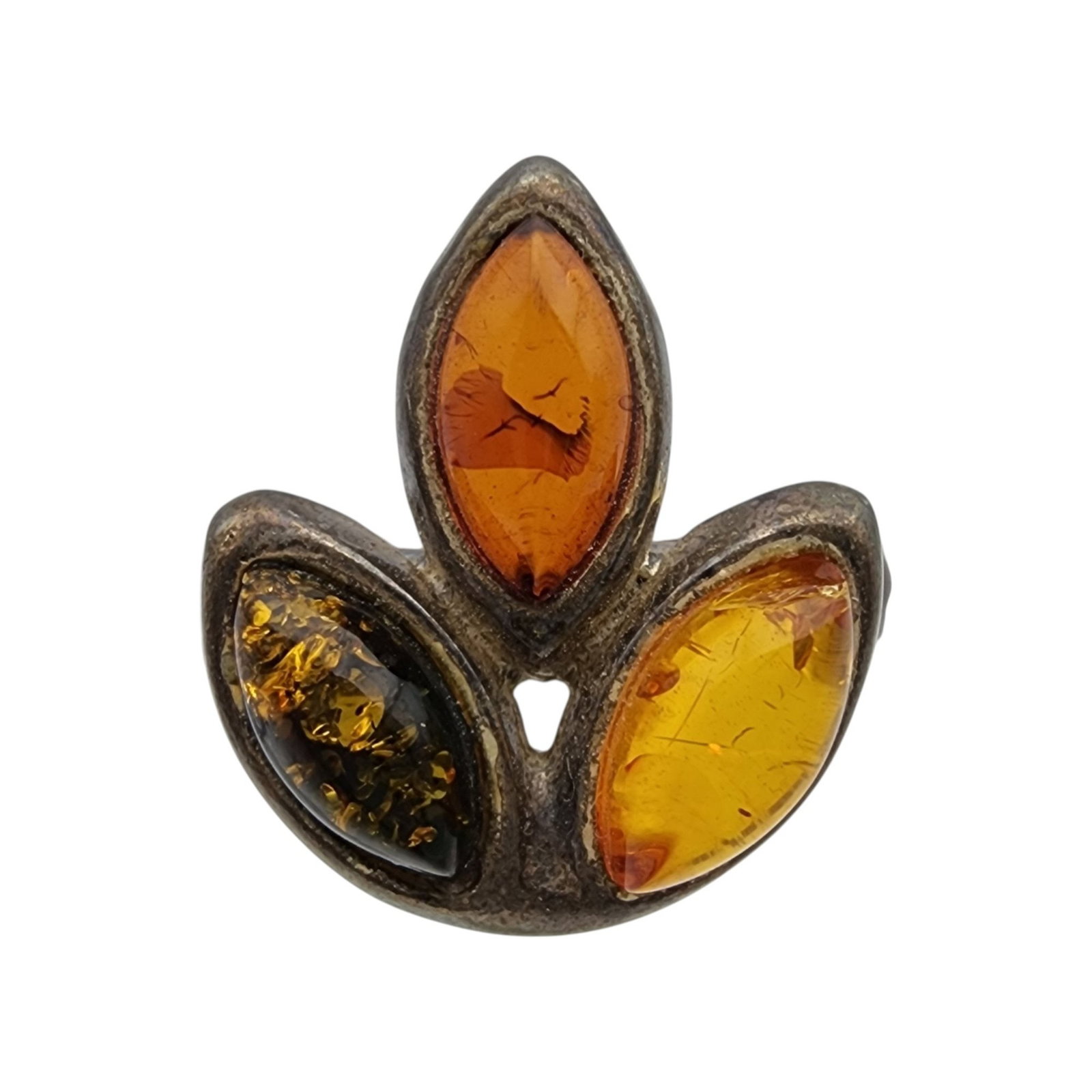 Vintage Sterling Multicolor Amber Ring Sz 7.5 (1 of 6)