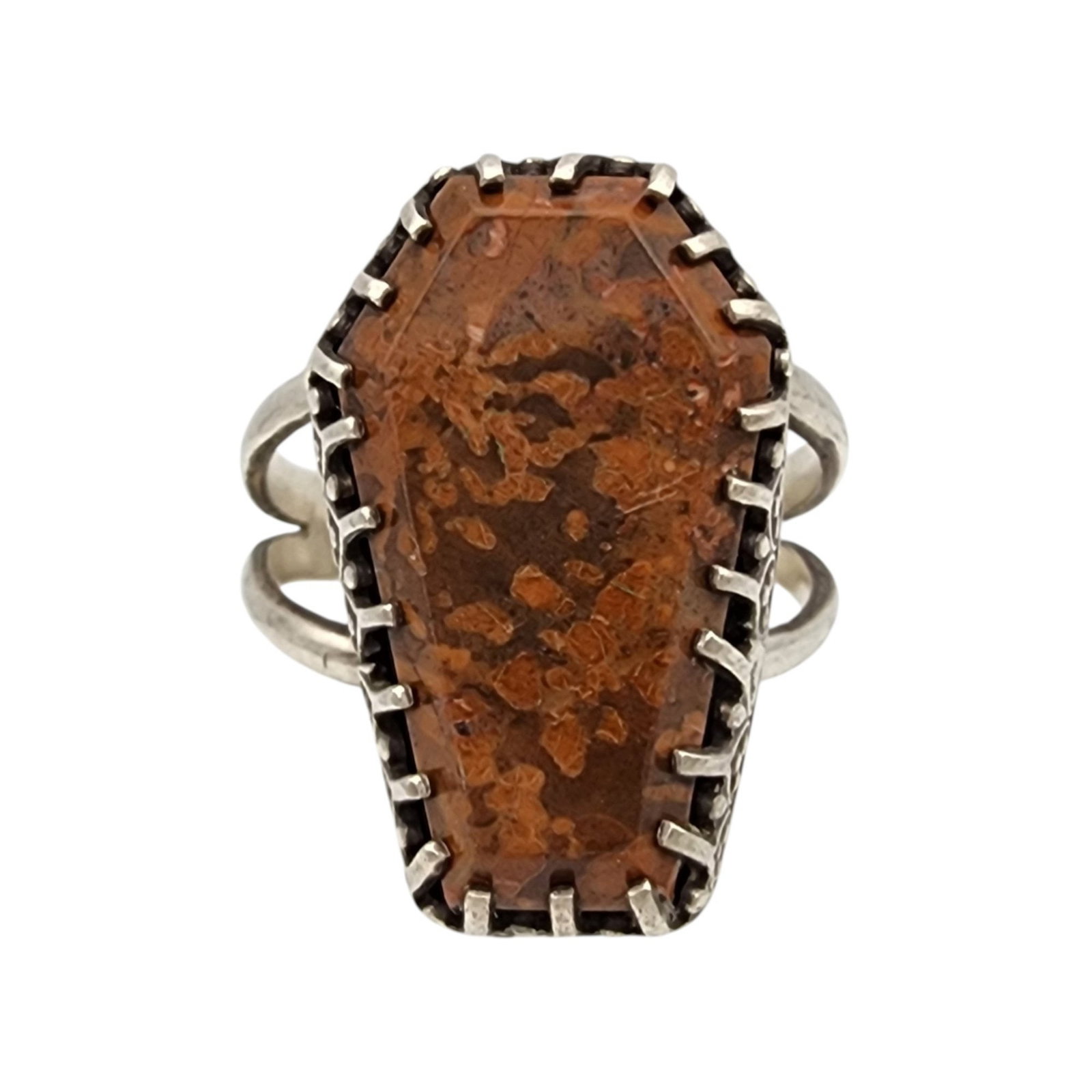 Signed Sterling Jasper Ring Sz 8: Signed Sterling Jasper Ring Sz 8 - 7.3g