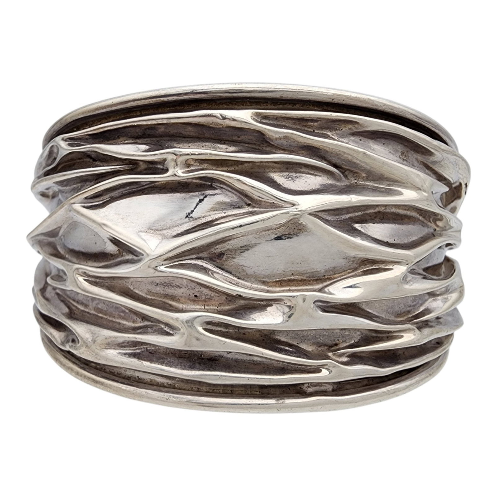 Sterling Ruche Textured Wide Cuff Bracelet (1 of 9)