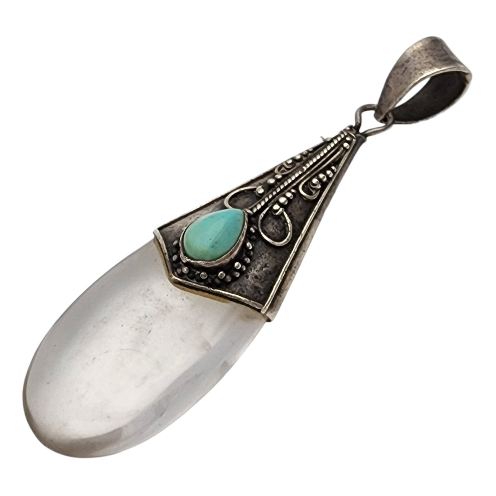 Sterling Opalite and Turquoise Pendant: Sterling Opalite and Turquoise Pendant 8.6g