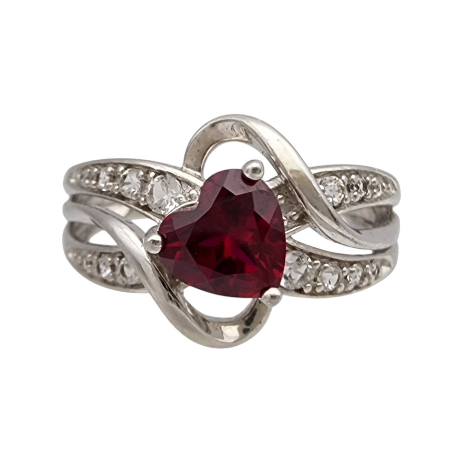 Sterling Ruby Heart Ring Sz 7 (1 of 7)