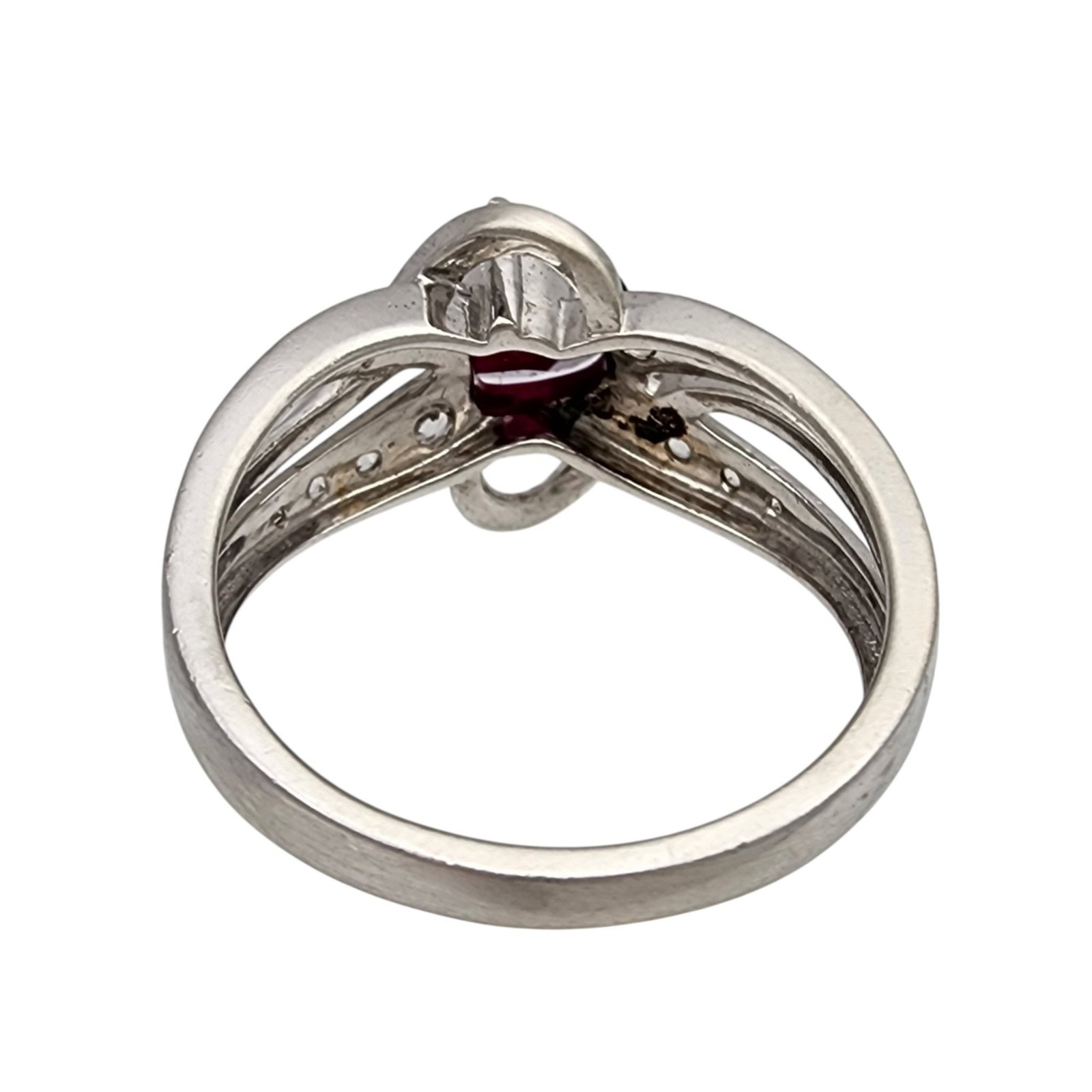 Sterling Ruby Heart Ring Sz 7 - 5