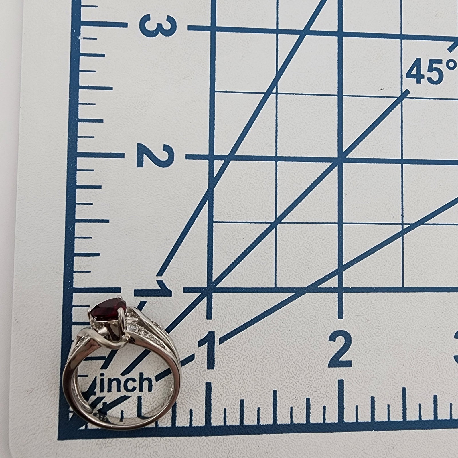 Sterling Ruby Heart Ring Sz 7 - 7