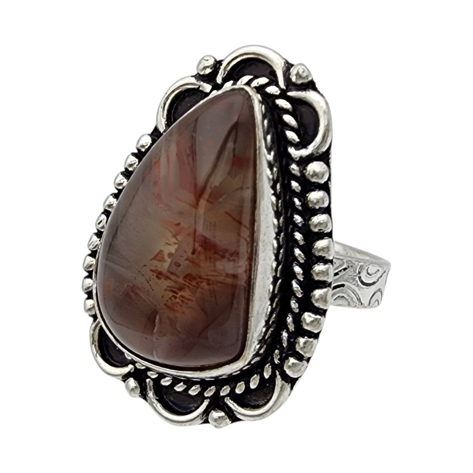 Sterling Agate Ring Sz 7.75 - 3