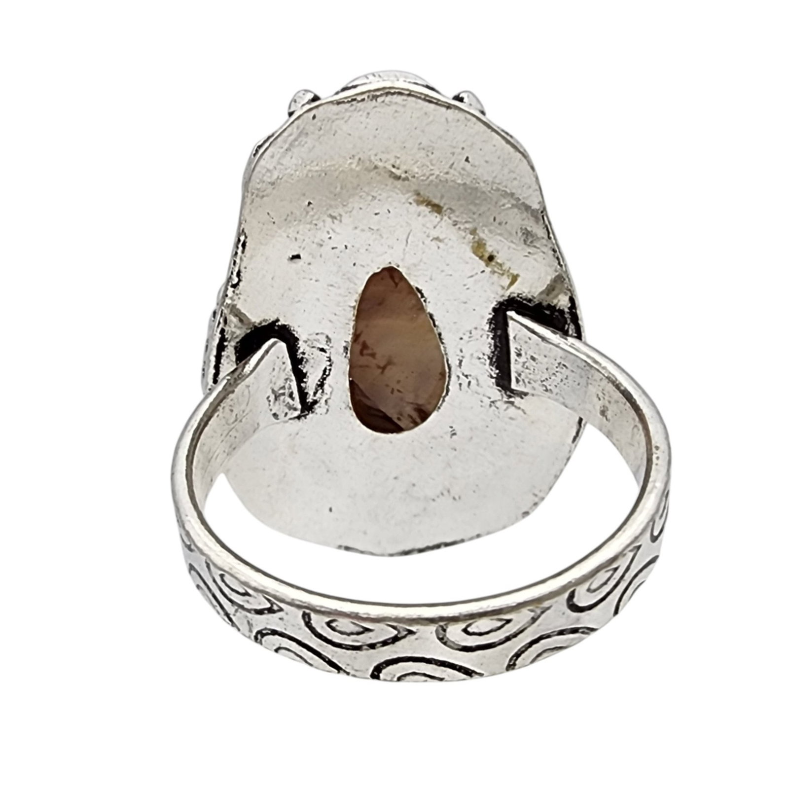 Sterling Agate Ring Sz 7.75 - 5