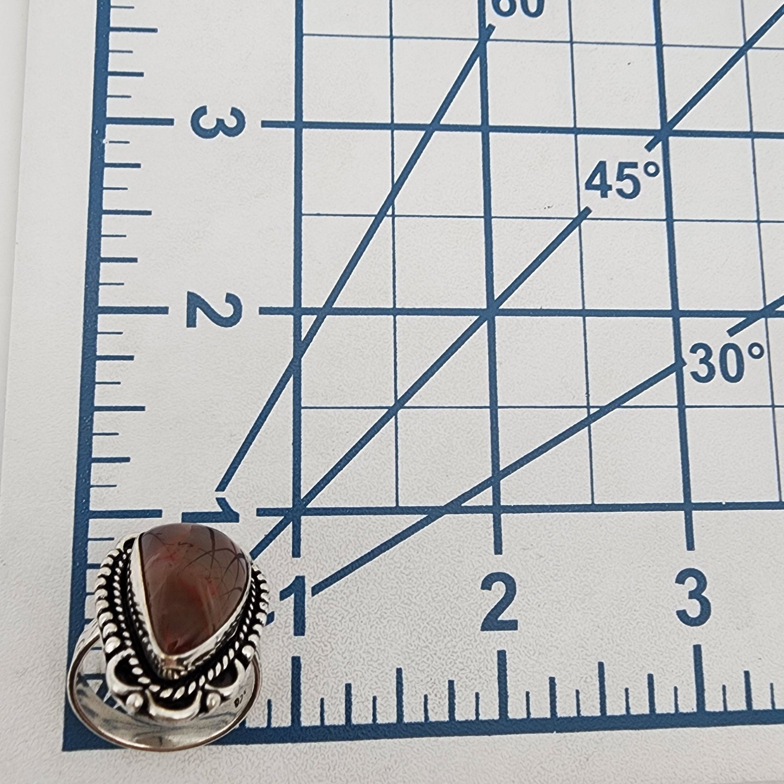 Sterling Agate Ring Sz 7.75 - 7