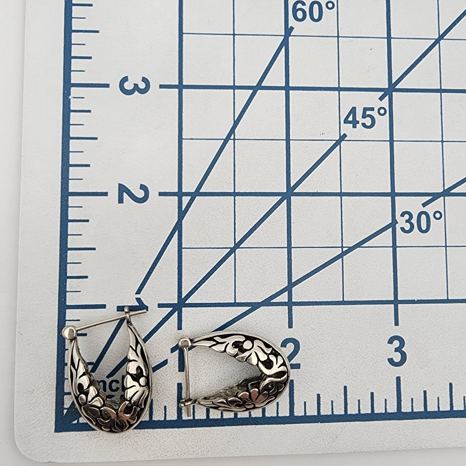 Sterling Openwork Scroll Hoop Earrings - 5