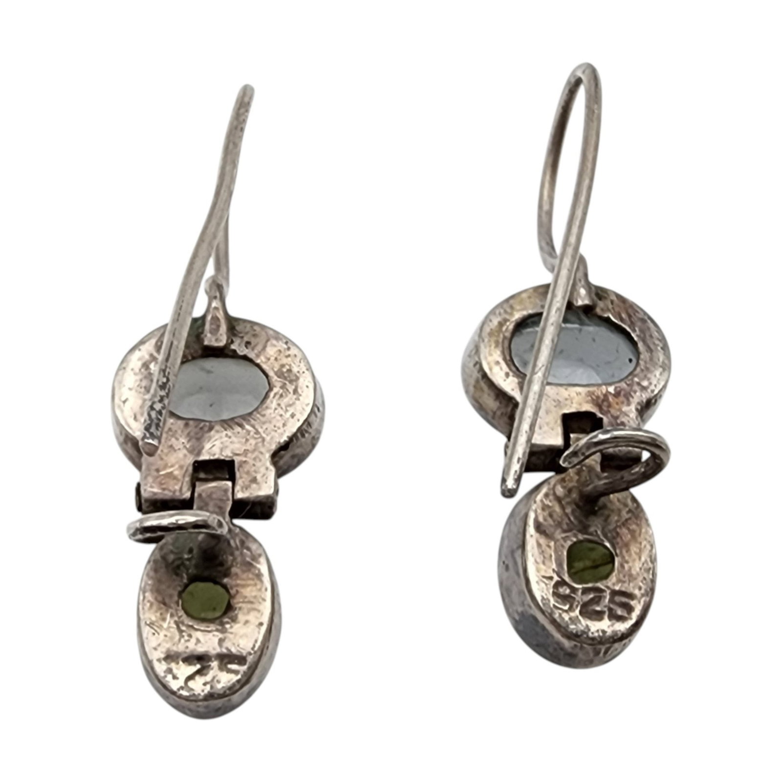Sterling Peridot and Moonstone Hinge Earrings - 2