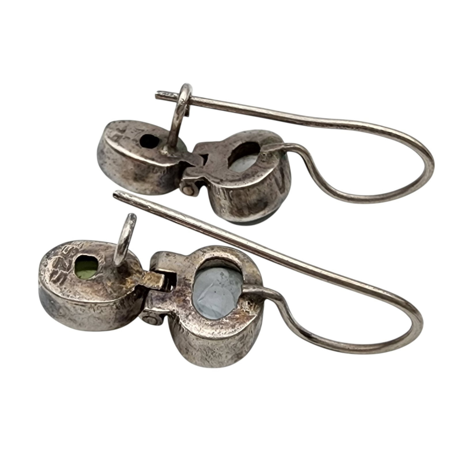 Sterling Peridot and Moonstone Hinge Earrings - 3