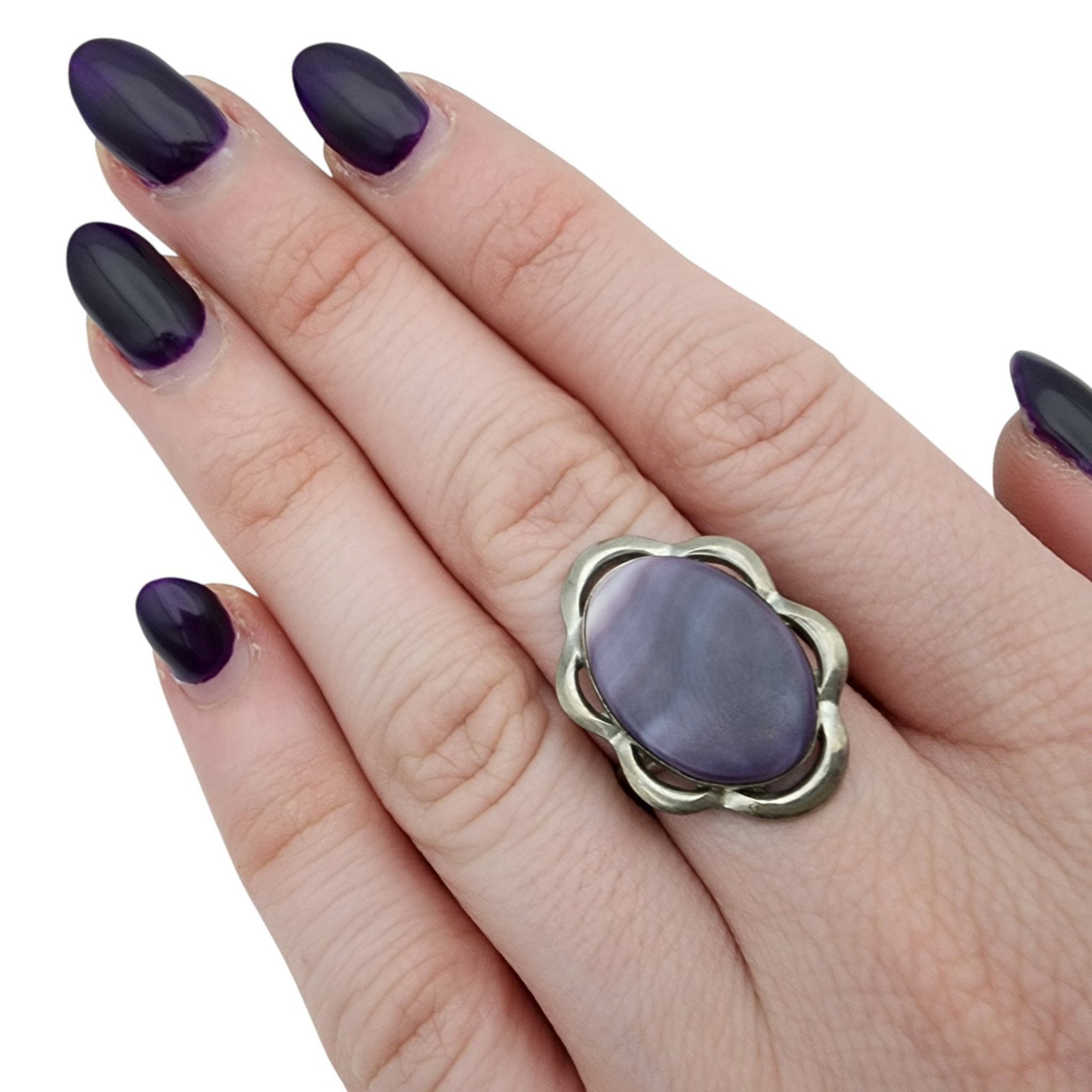 Sterling Wampum Shell Adjustable Ring - 2