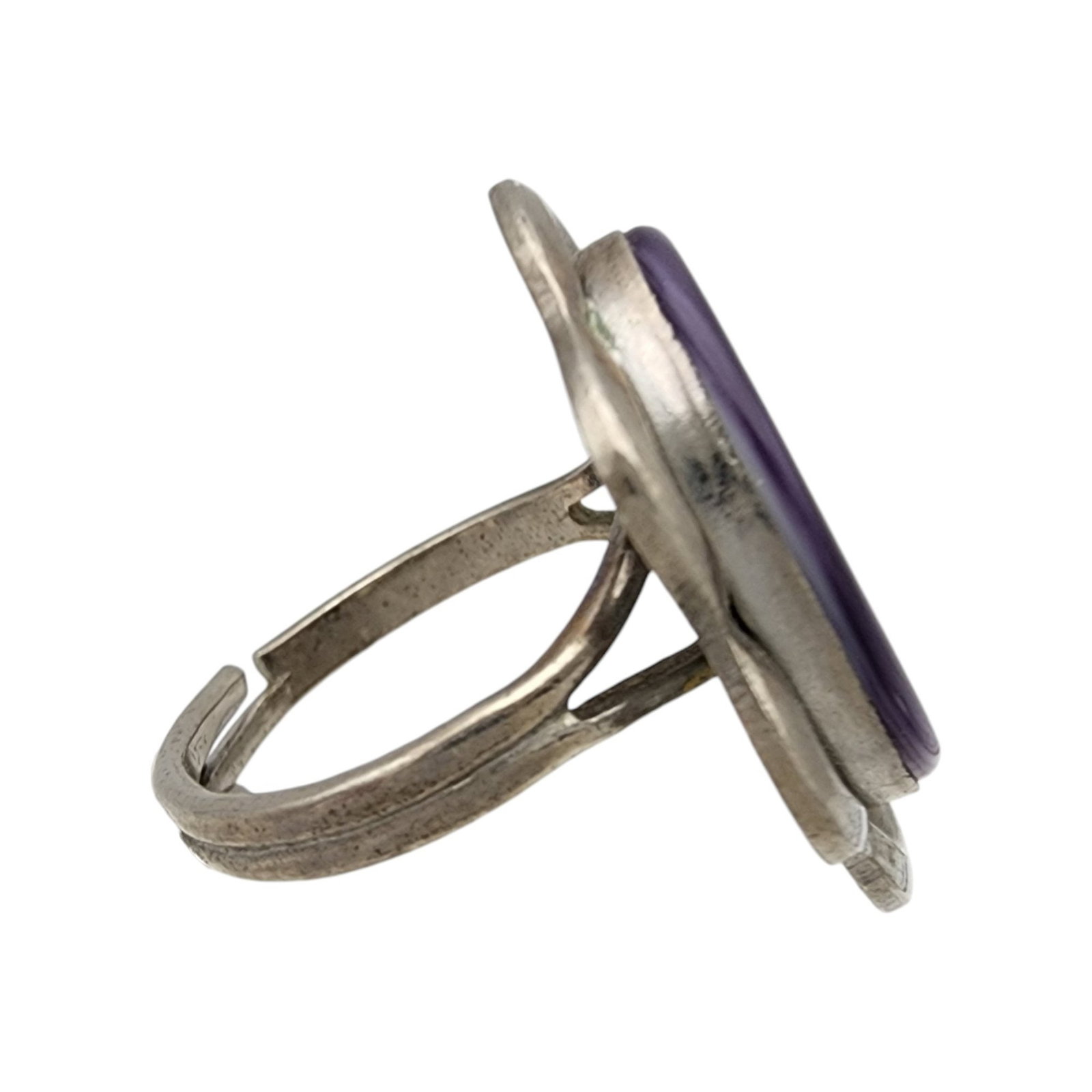 Sterling Wampum Shell Adjustable Ring - 5
