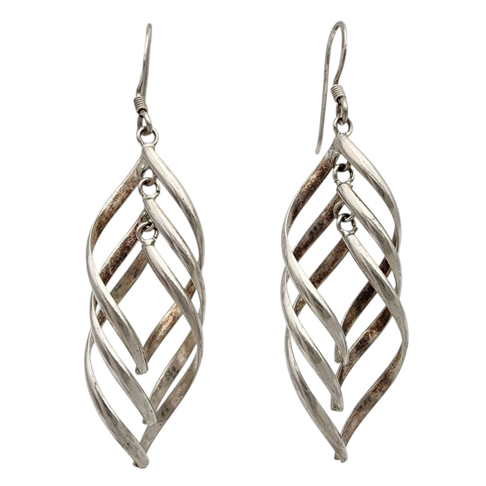 Sterling Spiral Dangle Earrings: Sterling Spiral Dangle Earrings - 6g