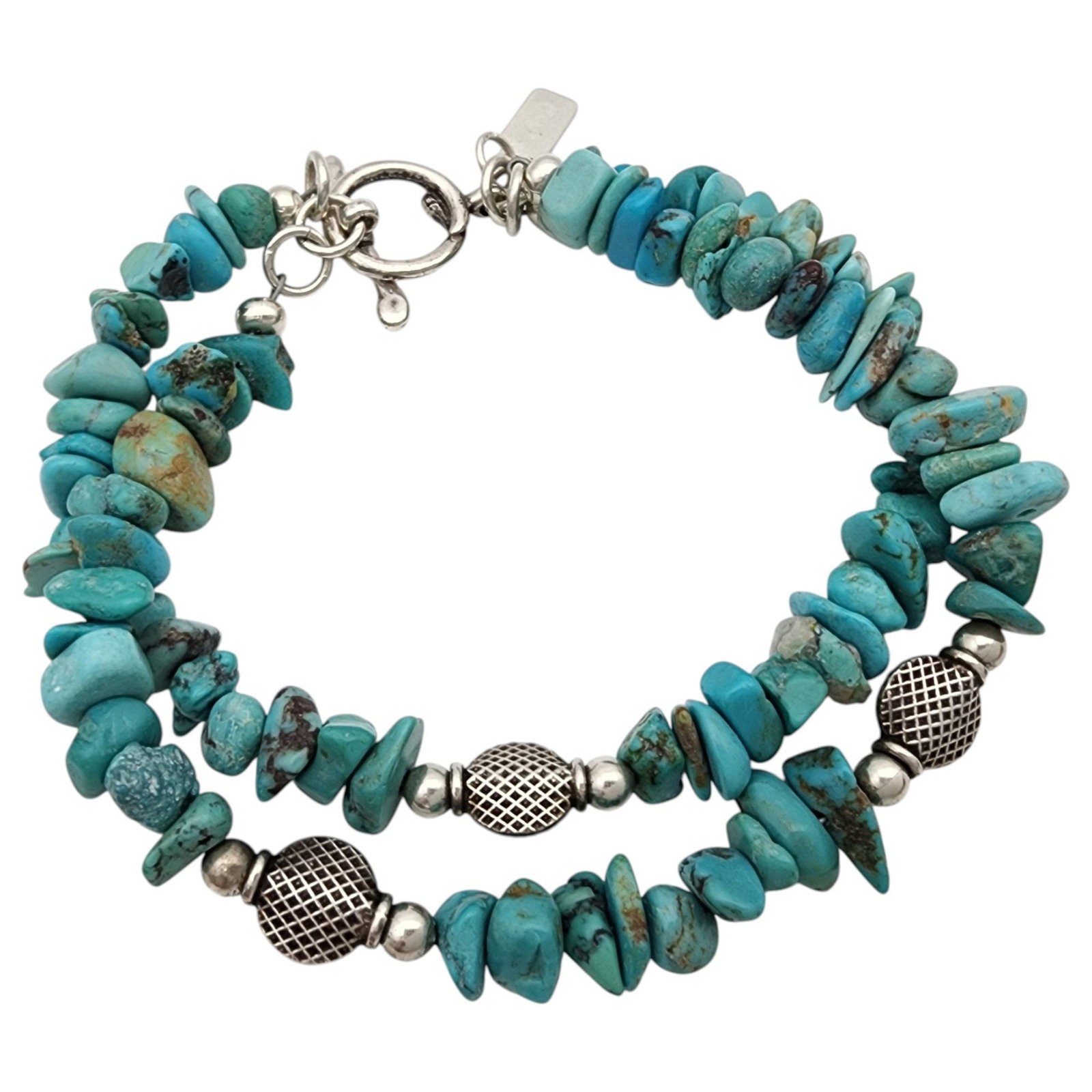 Sterling Turquoise Chip Bead Bracelet (1 of 7)