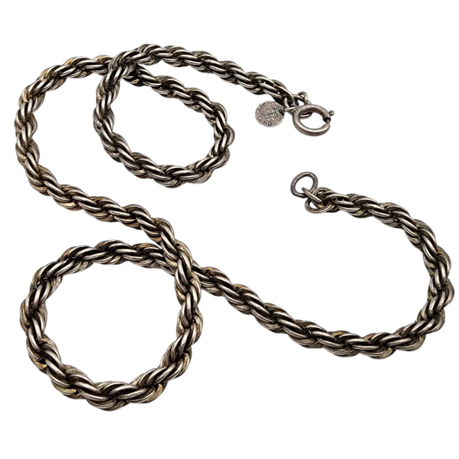 Signed Sterling Heavy Rope Chain Necklace: Signed Sterling Heavy Rope Chain Necklace 32.1g