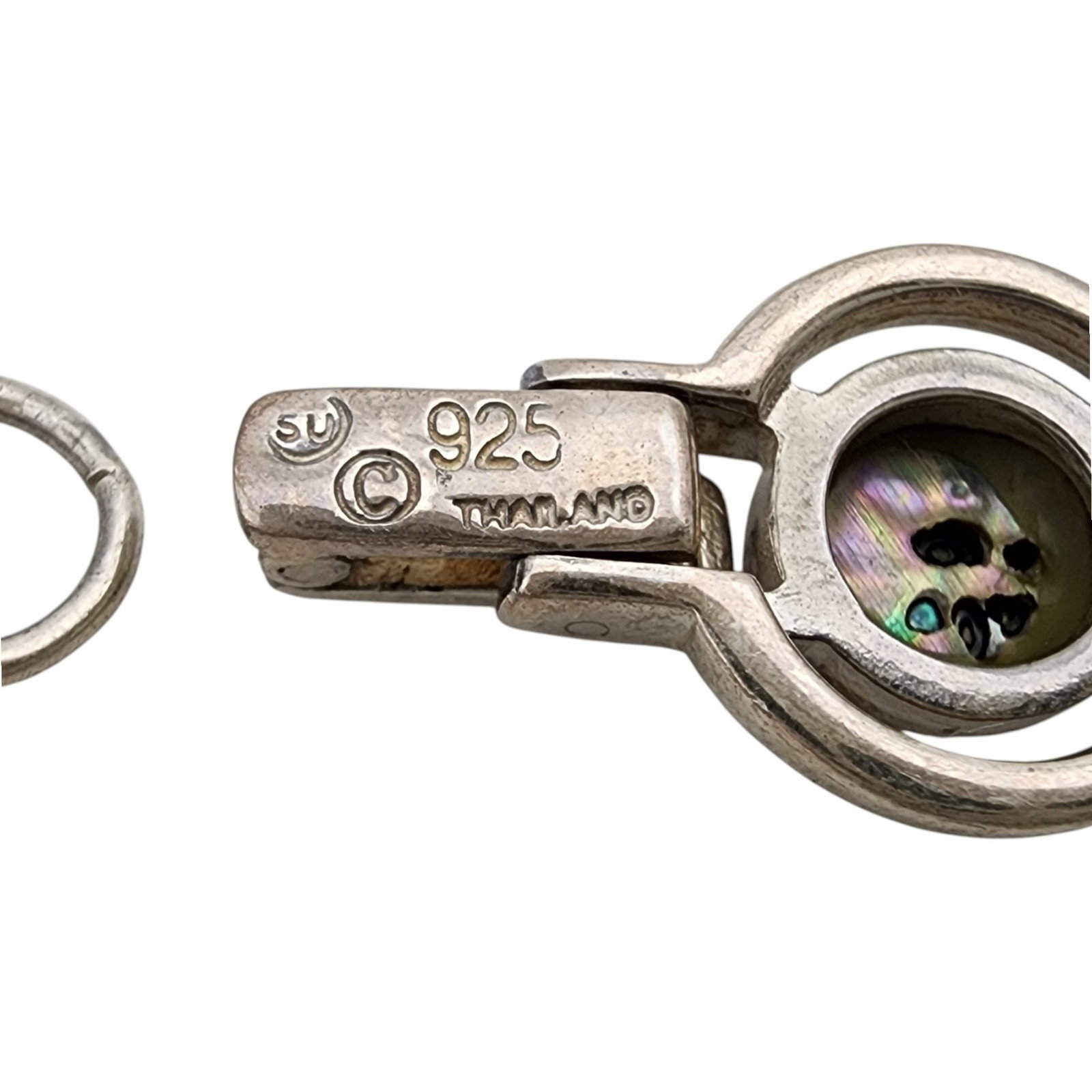 Signed Sterling Abalone Link Bracelet - 5