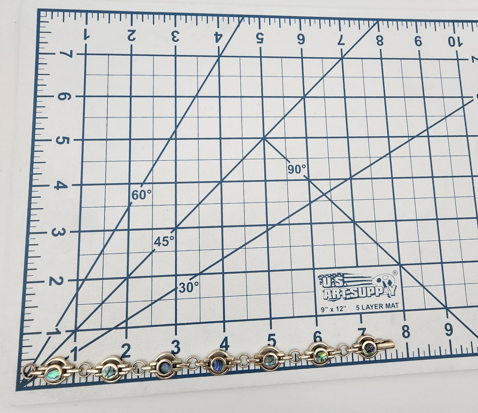 Signed Sterling Abalone Link Bracelet - 6