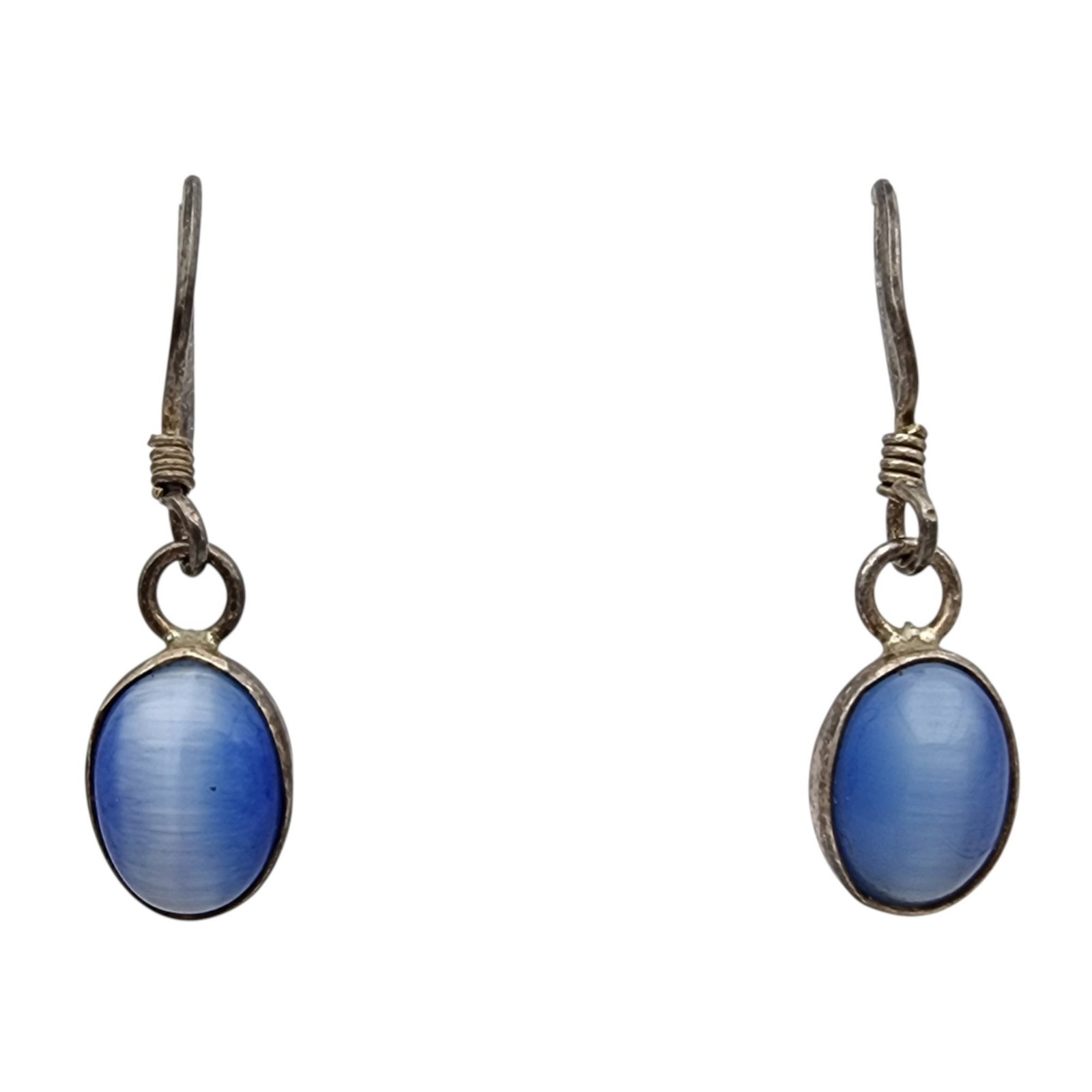 Sterling Blue Cat Eye Dangle Earrings (1 of 4)
