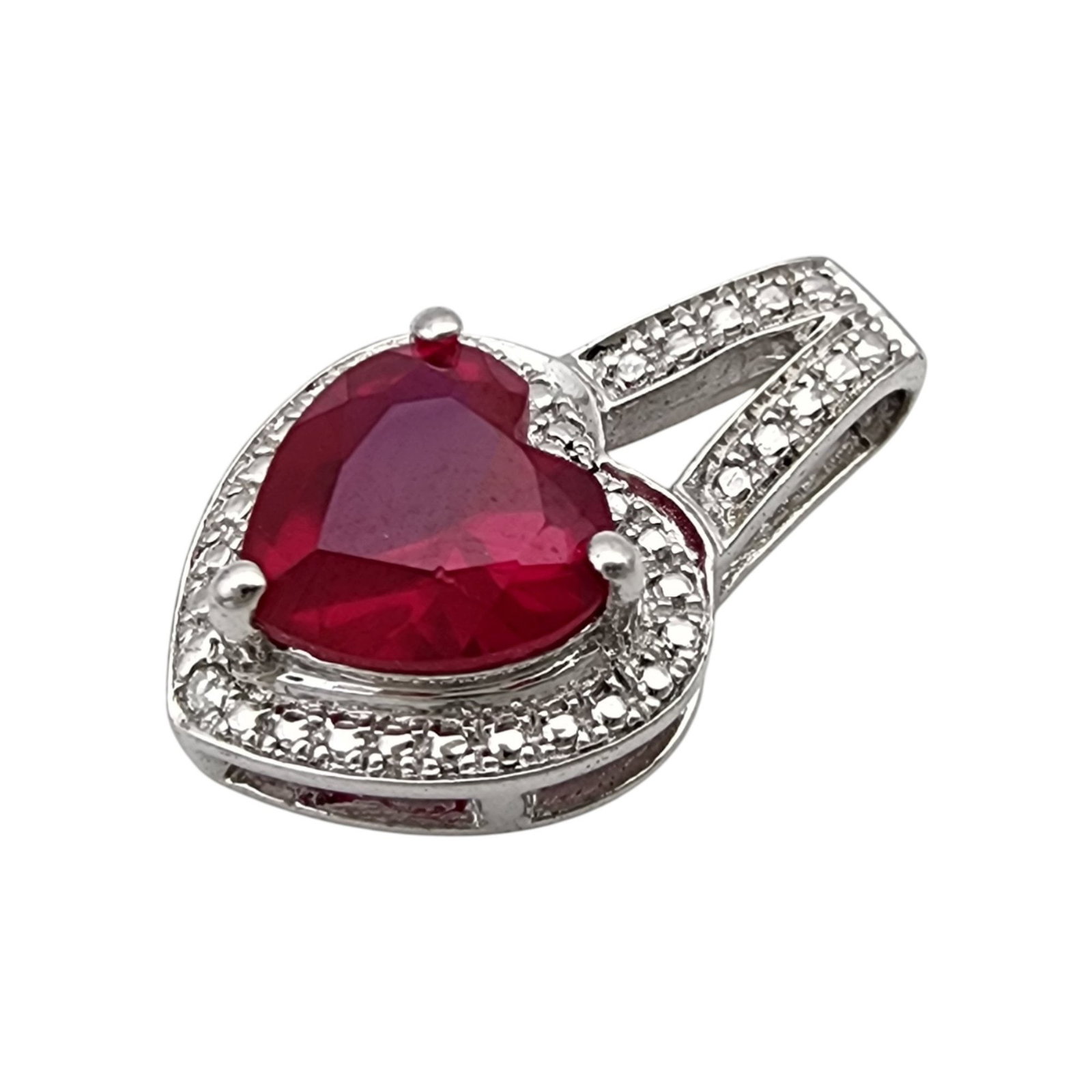 Sterling Ruby Heart Pendant - 2