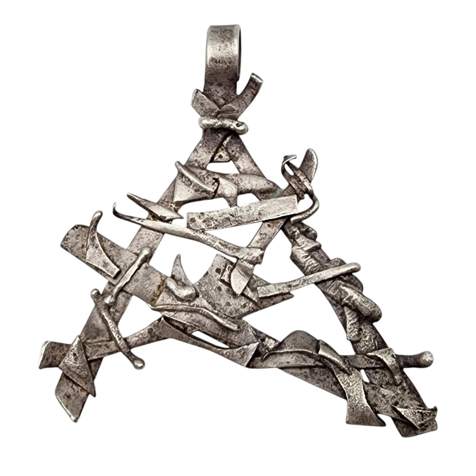 Signed JL Artisan Sterling Brutalist Pendant (1 of 5)