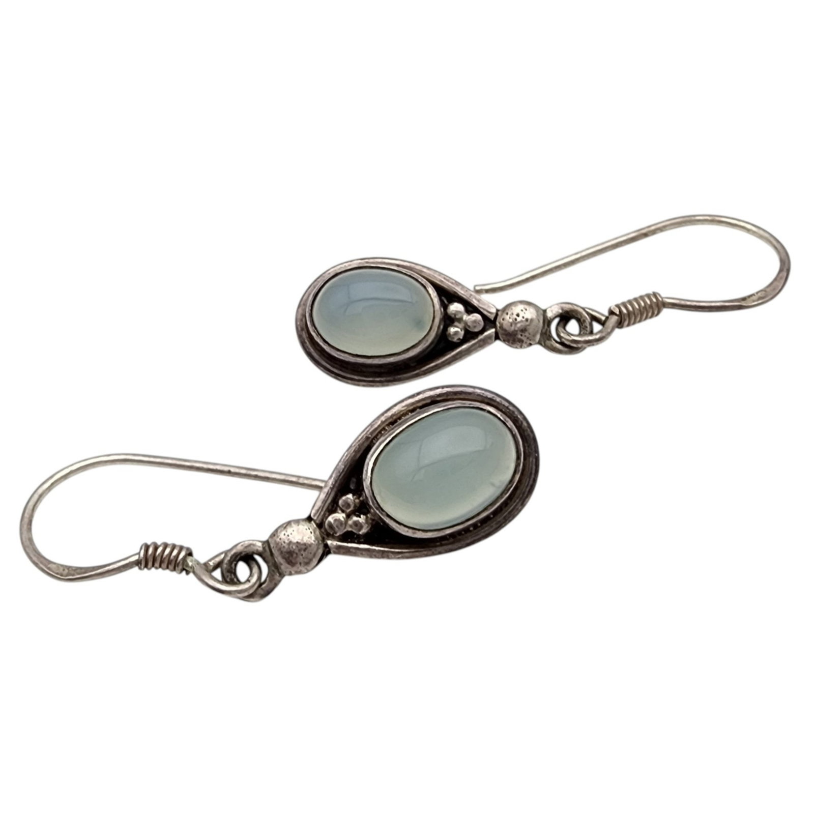 Sterling Blue Chalcedony Dangle Earrings - 2