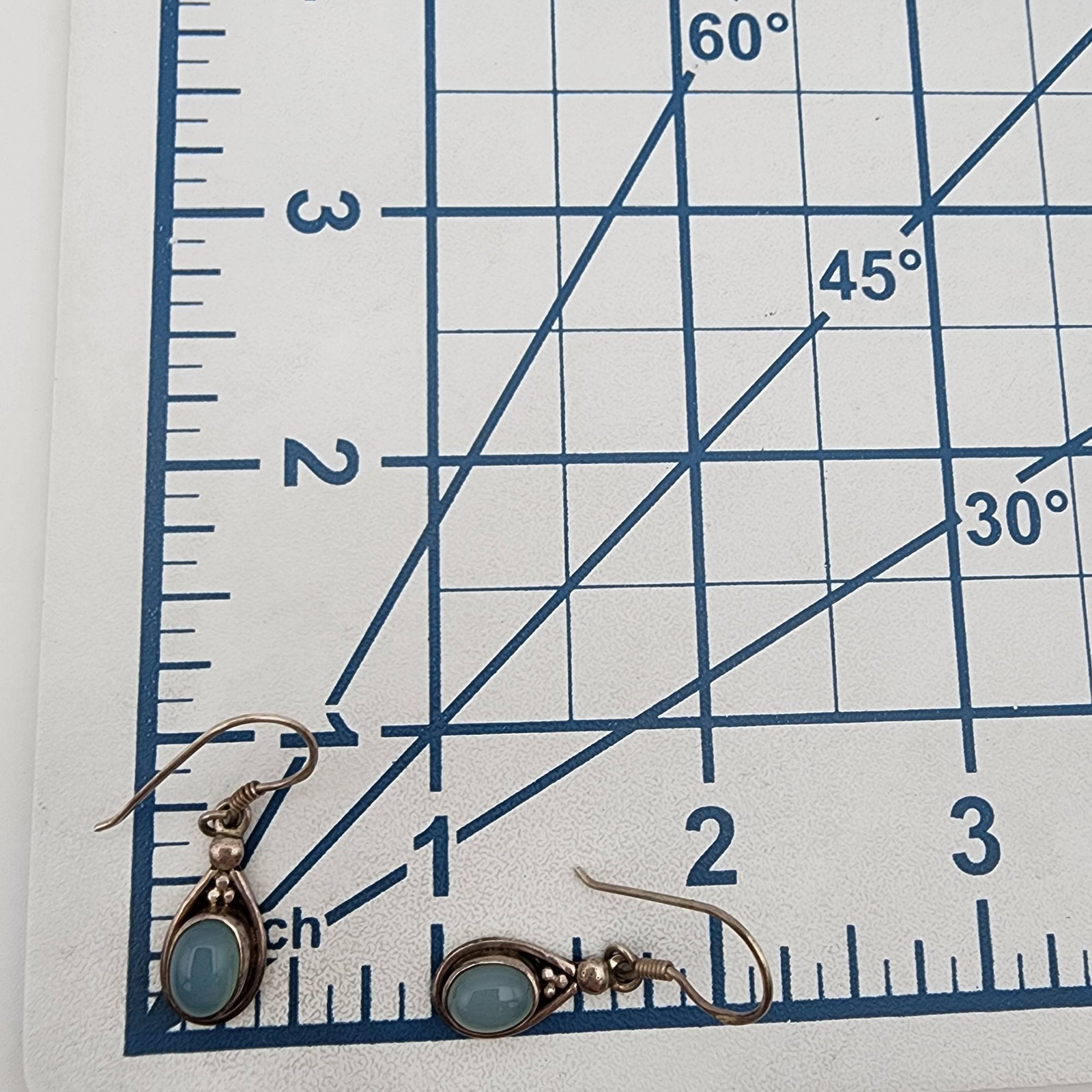 Sterling Blue Chalcedony Dangle Earrings - 4