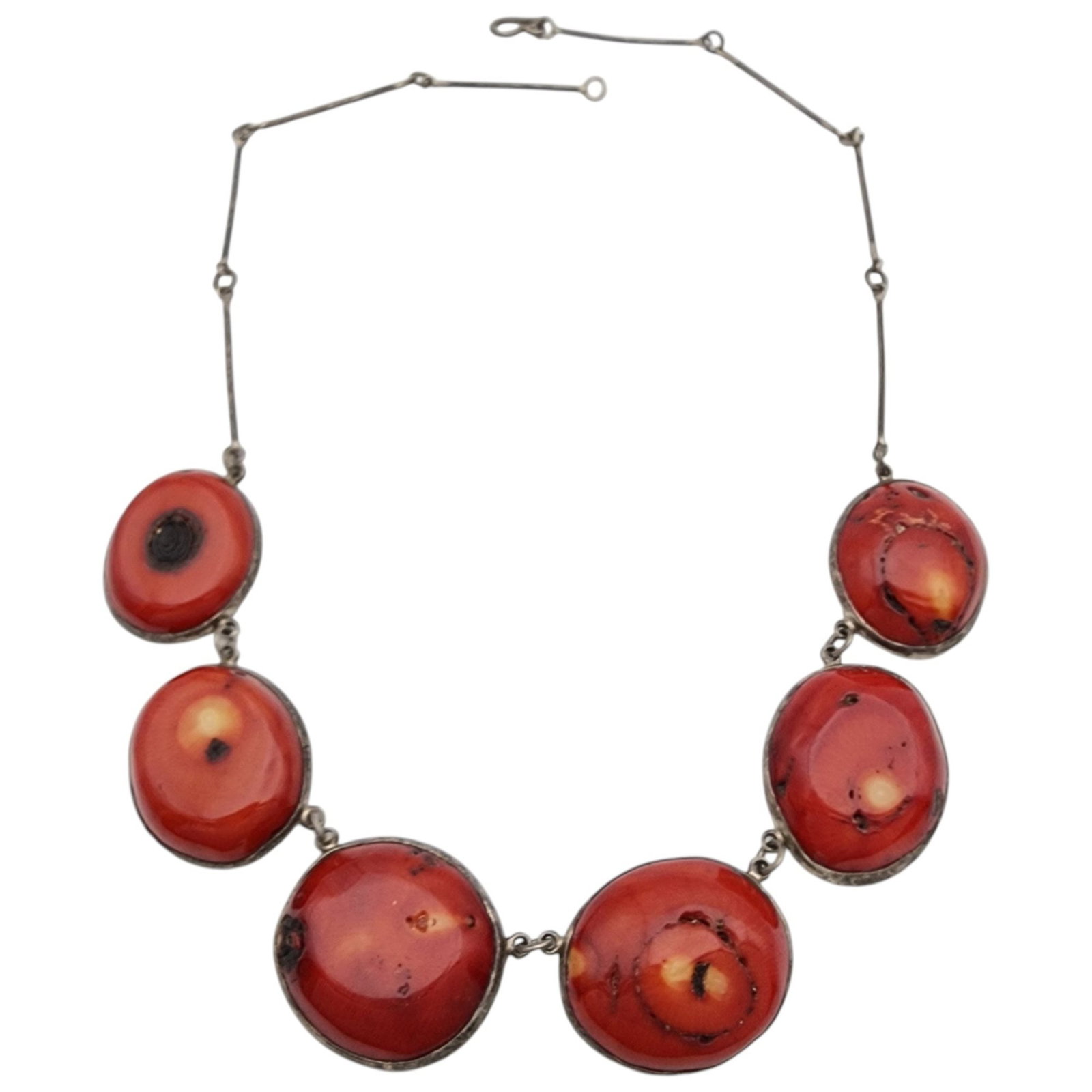 Vintage Sterling Ethnic Red Bamboo Coral Necklace (1 of 7)