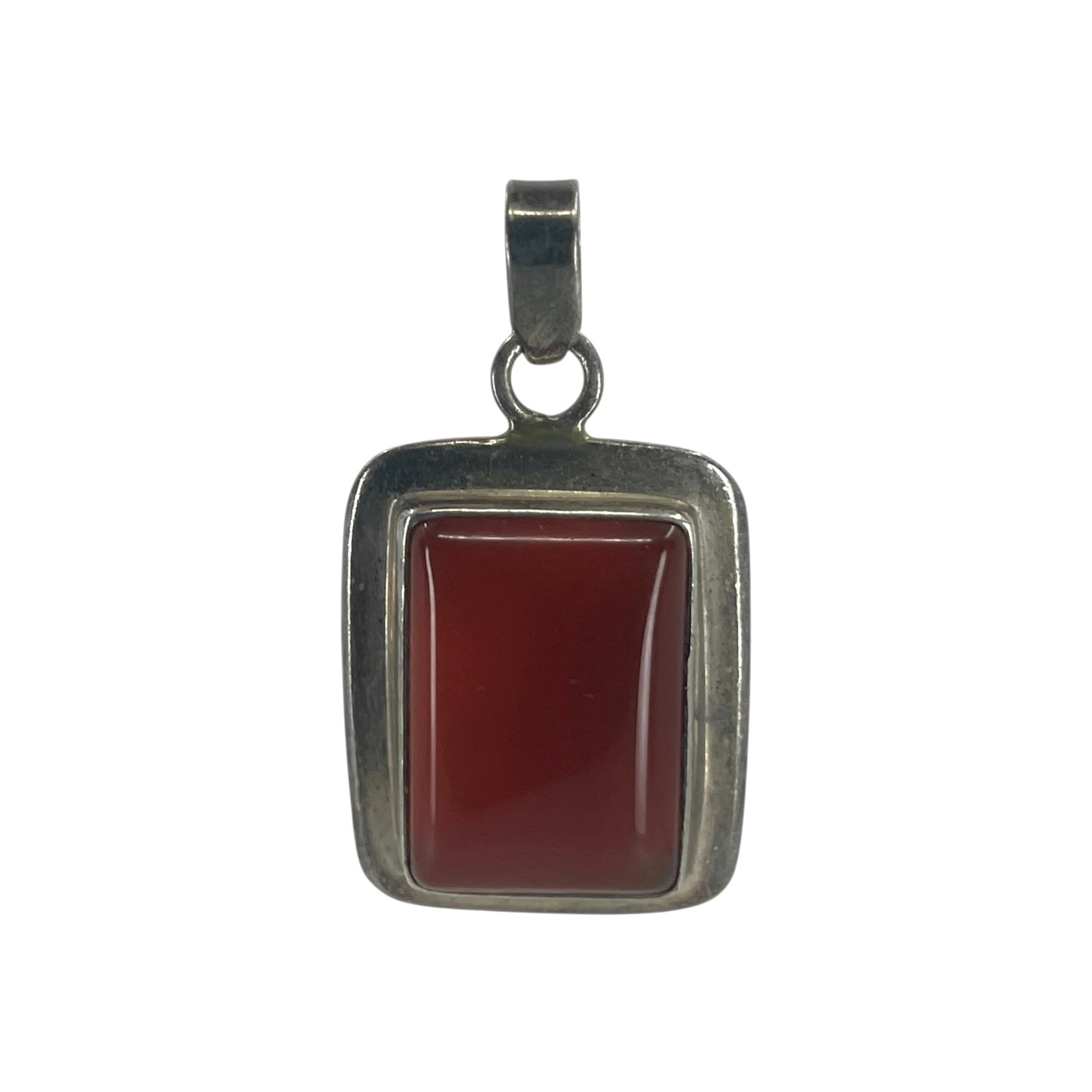 Sterling Carnelian Rectangle Oversized Pendant 16.2g (1 of 4)