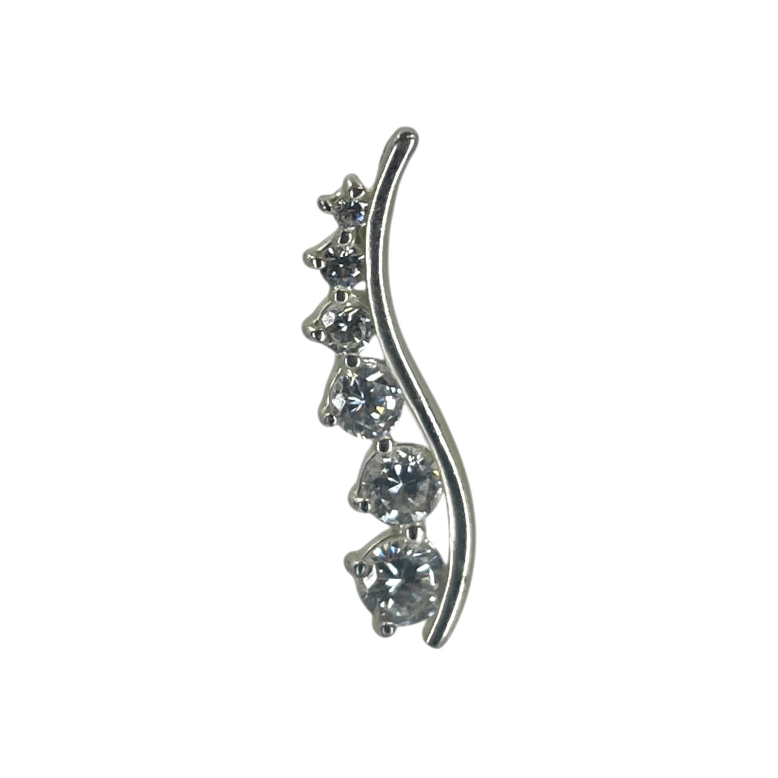 Signed Sterling Rhinestone Elegant Curved Pendant 2.3g: Signed Sterling Rhinestone Elegant Curved Pendant 2.3g Engraved LA 925 - Sold as is - Some chipping on back of bail