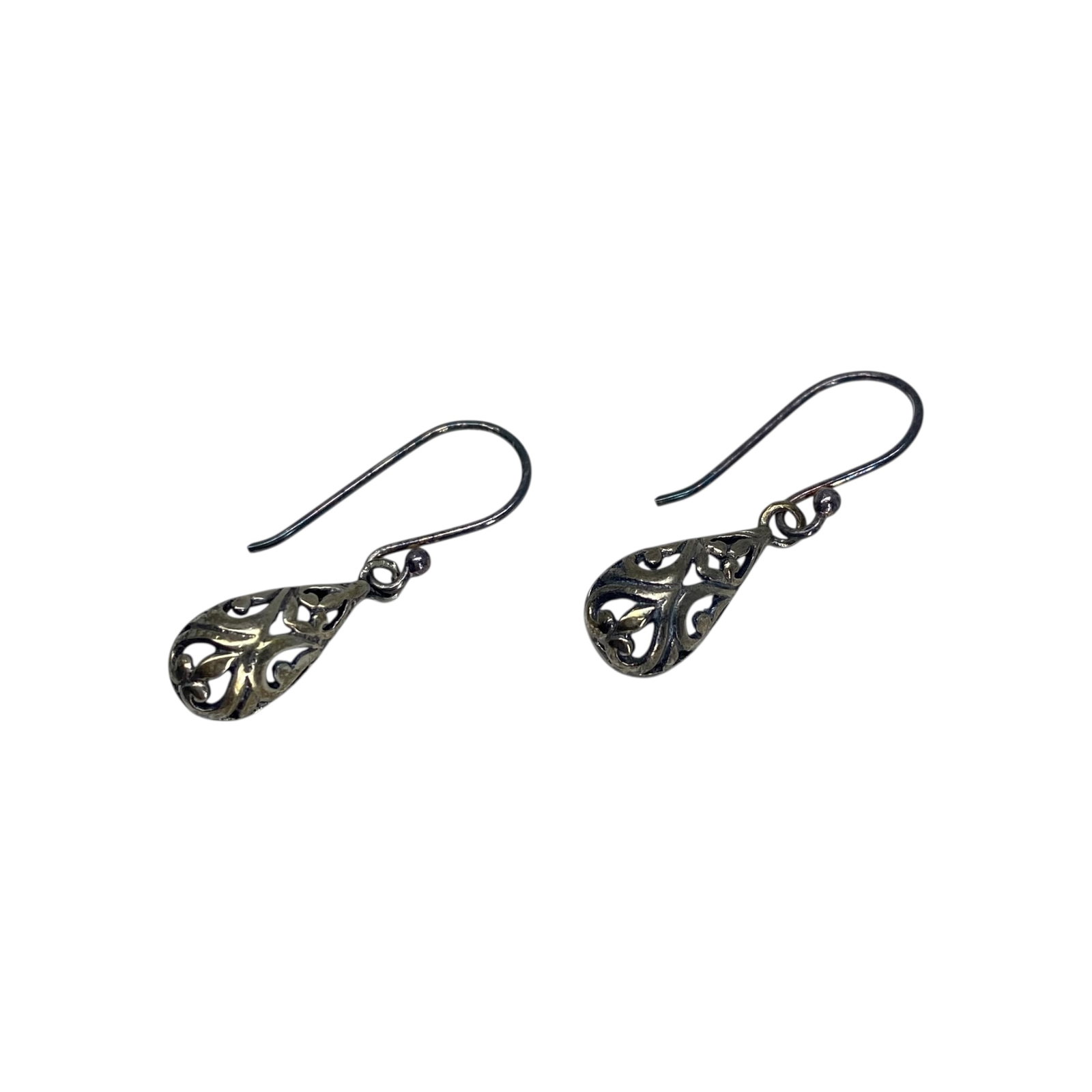 Sterling Scroll Cut Out Teardrop Earrings 2g (1 of 4)