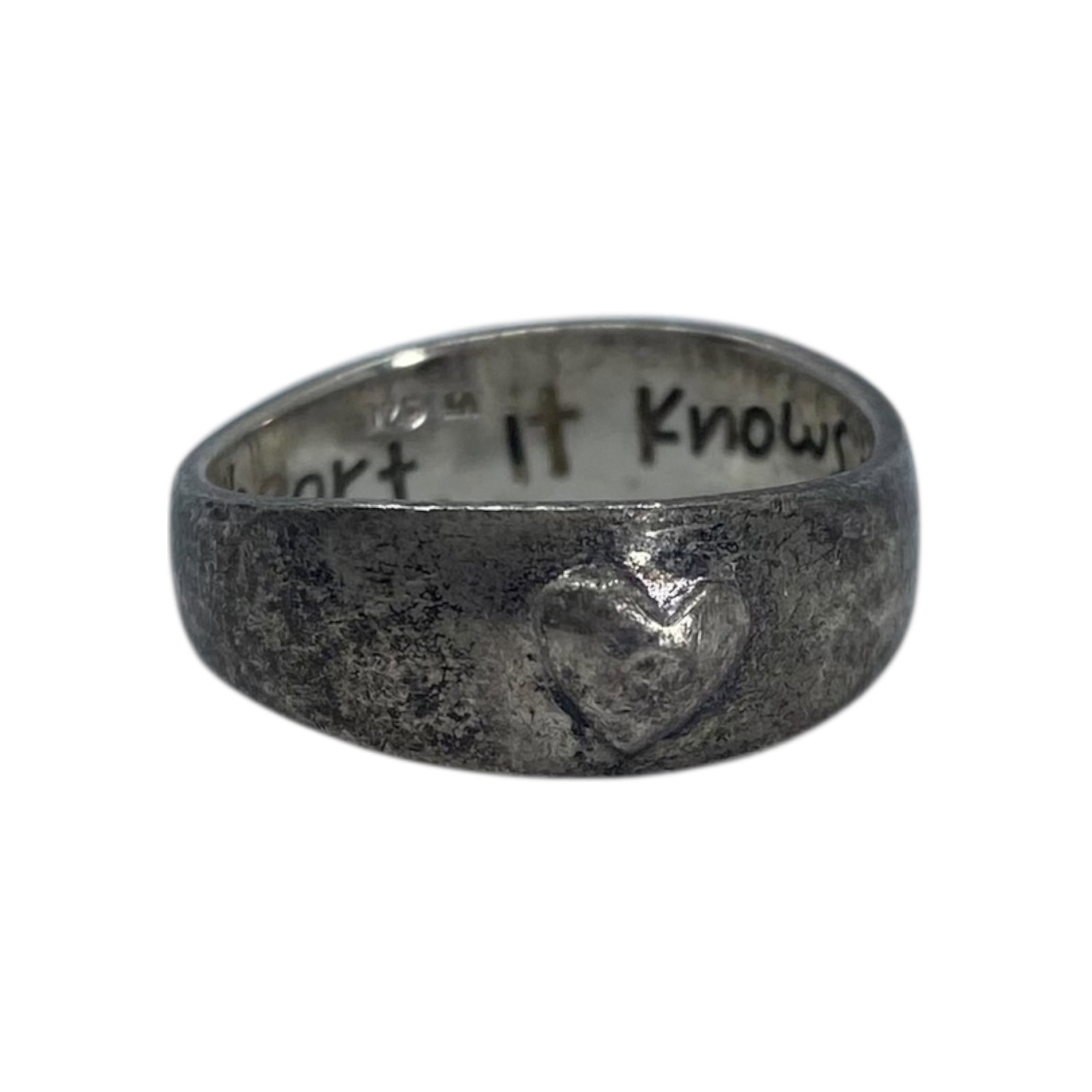 Signed Sterling Heart Engraved Band SZ 6.75 4g: Signed Sterling Heart Engraved Band "Follow your heart, it knows the way" on the inside SZ 6.75 4g Engraved 925 LA