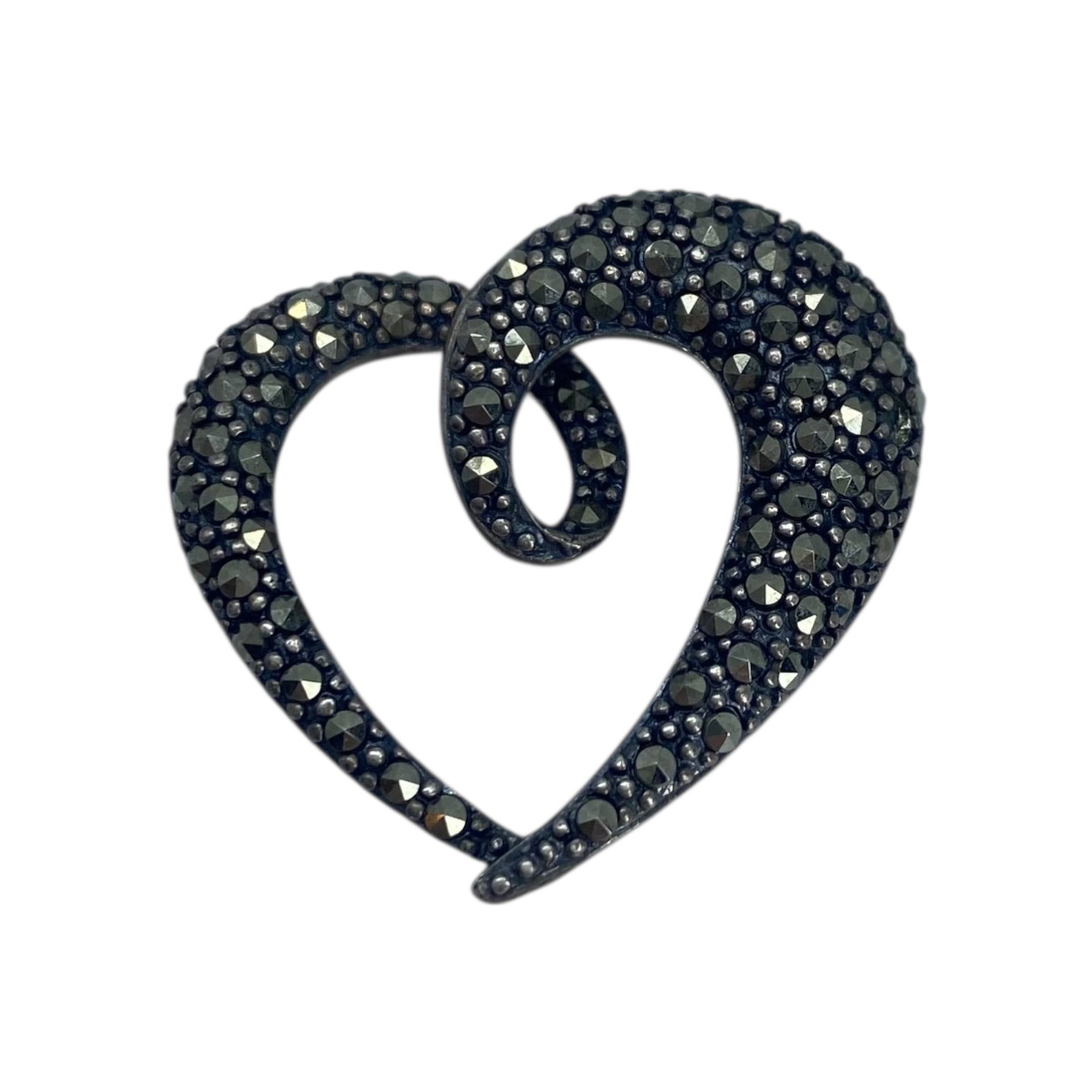 Sterling Marcasite Heart Loop Pendant 6.23g: Sterling Marcasite Heart Loop Pendant 6.23g Engraved 925A China