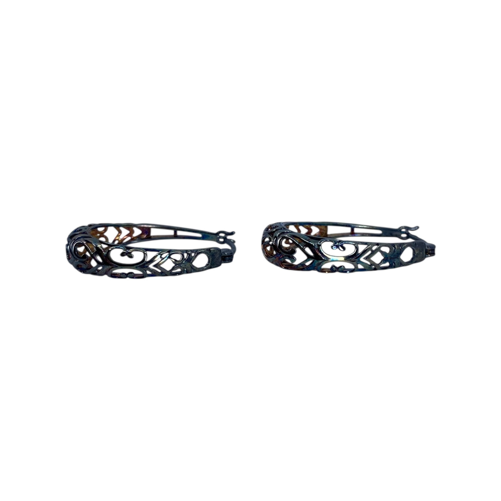 Signed Sterling Scroll Cut Out Hoop Earrings 5g (1 of 4)
