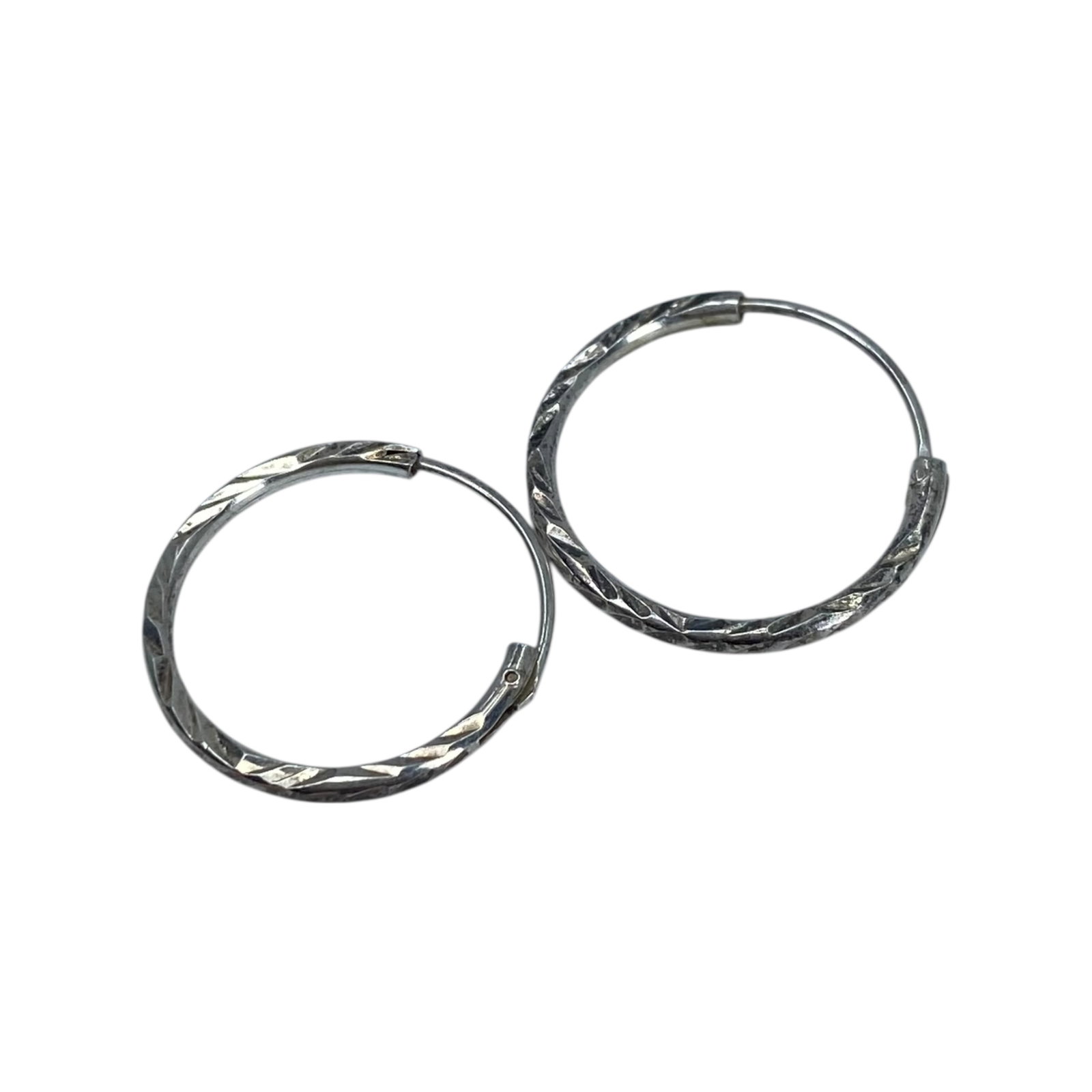 Sterling Diamond Cut Hoop Earrings 1g (1 of 3)
