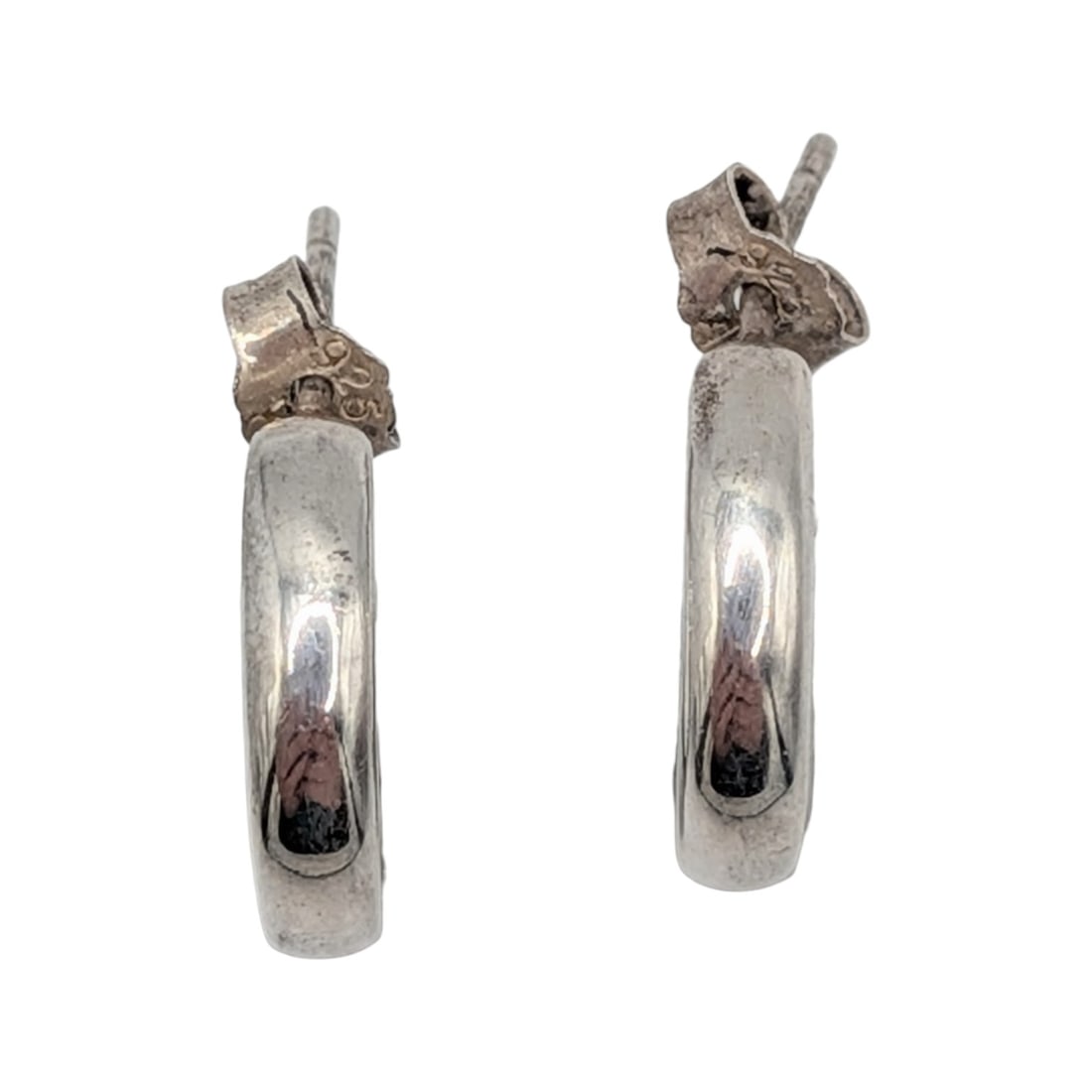 Signed Sterling Silver Polished Half Hoop Earrings: Signed Sterling Silver Polished Half Hoop Earrings. Signed 925 8. 1.2g