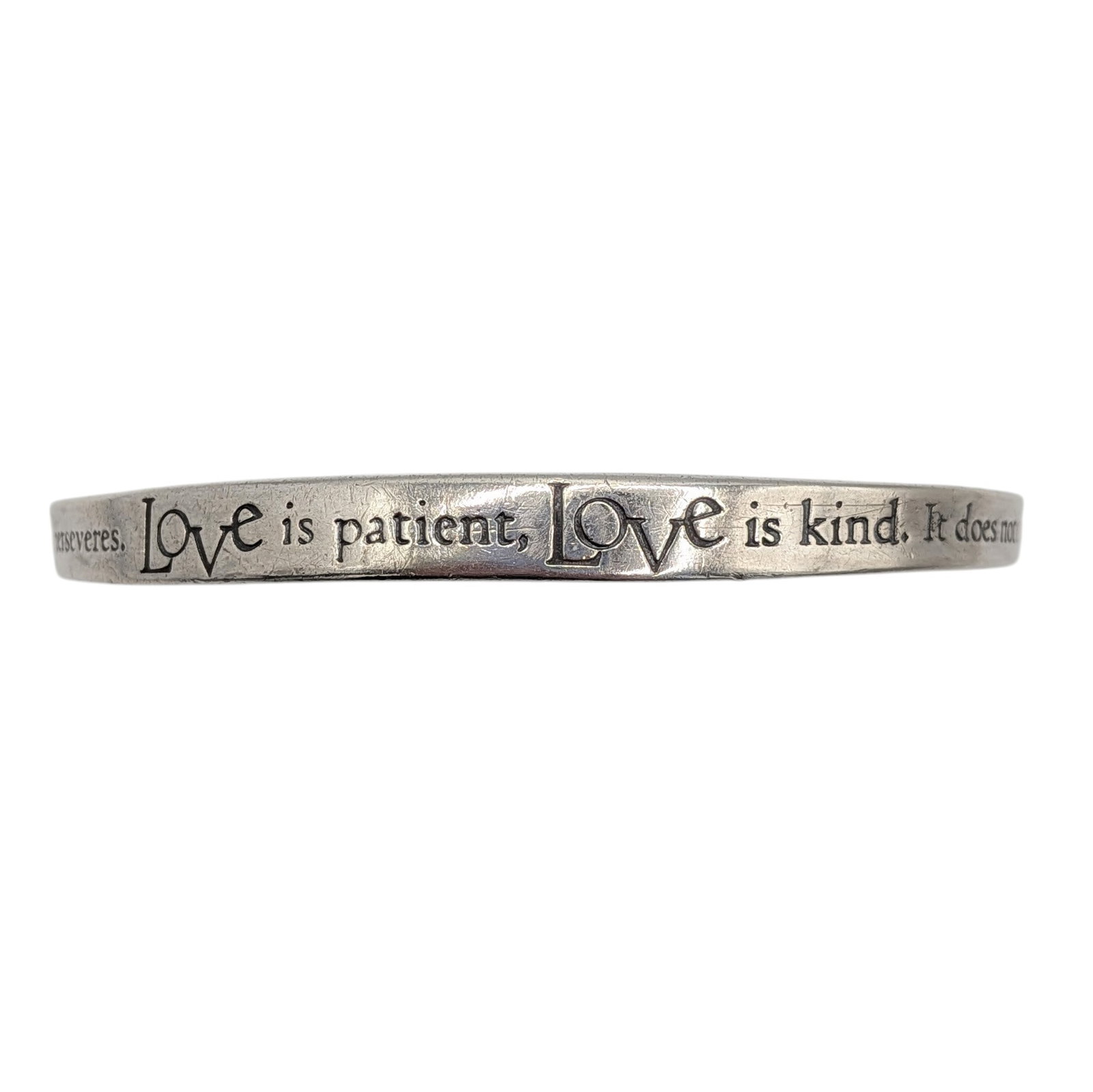 Signed Sterling Silver Love Quote Bangle Bracelet (1 of 5)