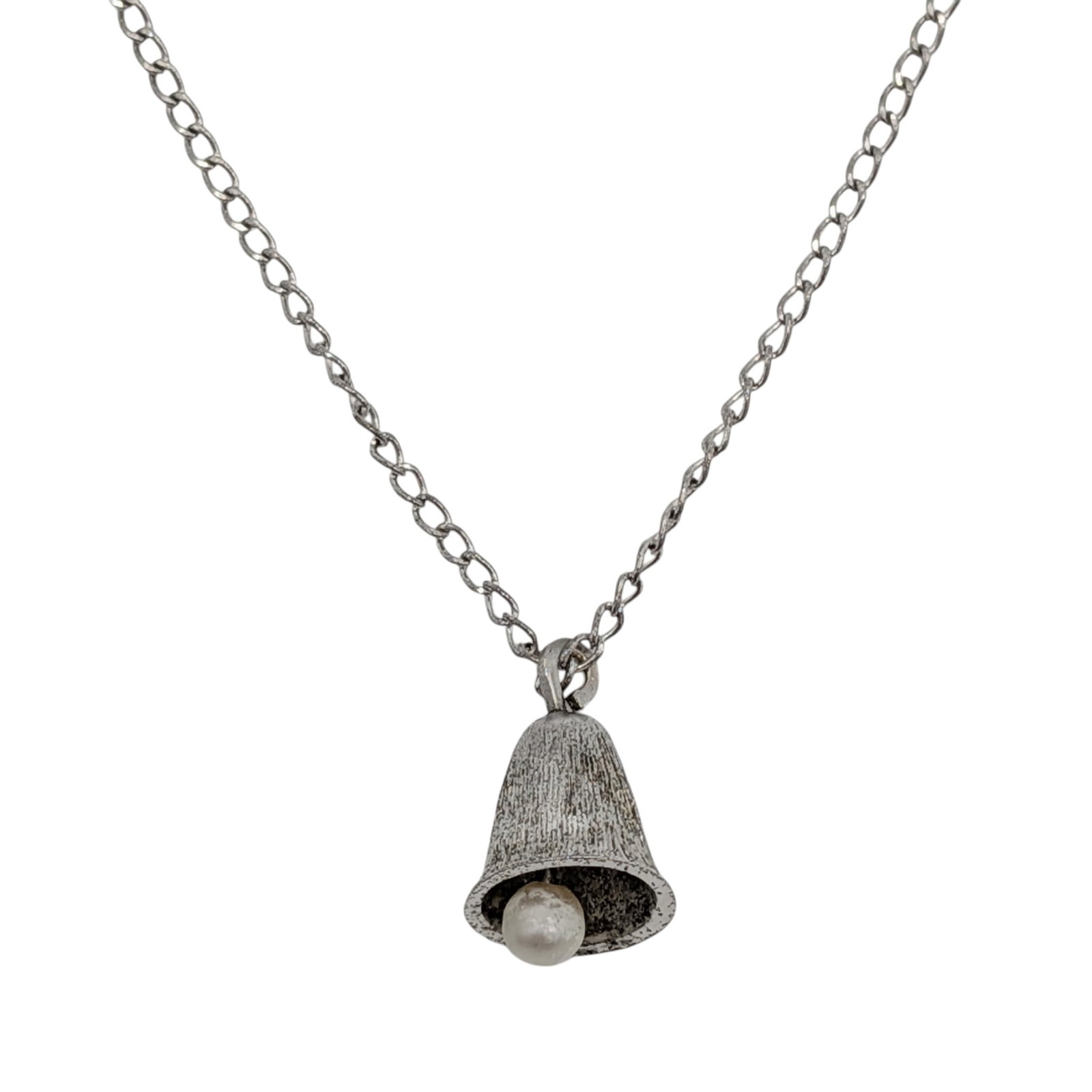 Sterling Silver Textured Bell Necklace (1 of 4)