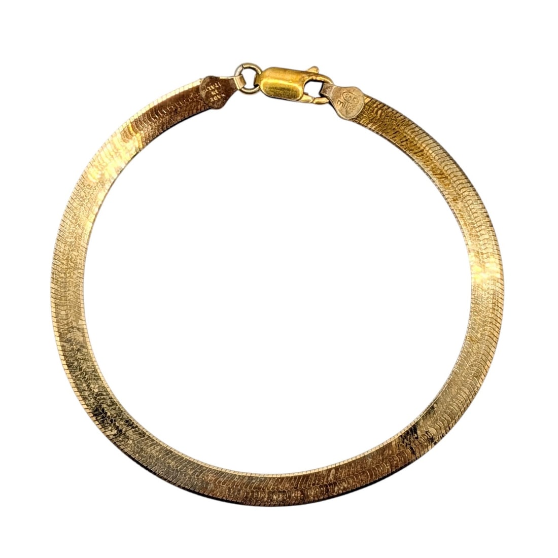 Milor Italian Gold Over Silver Herringbone Chain Bracelet: Milor Italian Gold Over Silver 4mm Herringbone Chain Bracelet. 7in Length. Signed Milor 925 Made In Italy. 4.2g
