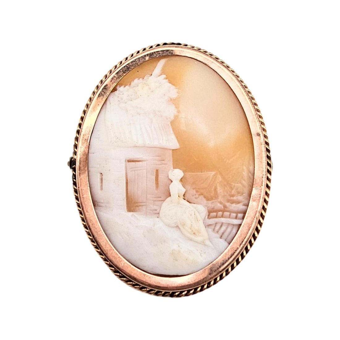 Victorian 10K Gold Shell Carved Cameo Brooch Pendant 10.3 G (1 of 4)