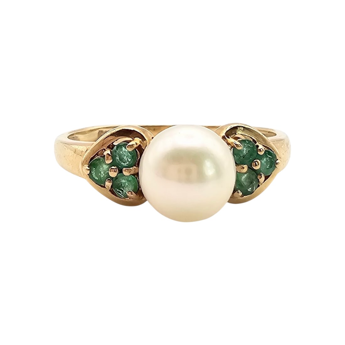 ESX 10K Gold Pearl Emerald Ring Size 7.75 2.5 G: ESX 10K Gold Pearl Emerald Ring Size 7.75 2.5 G