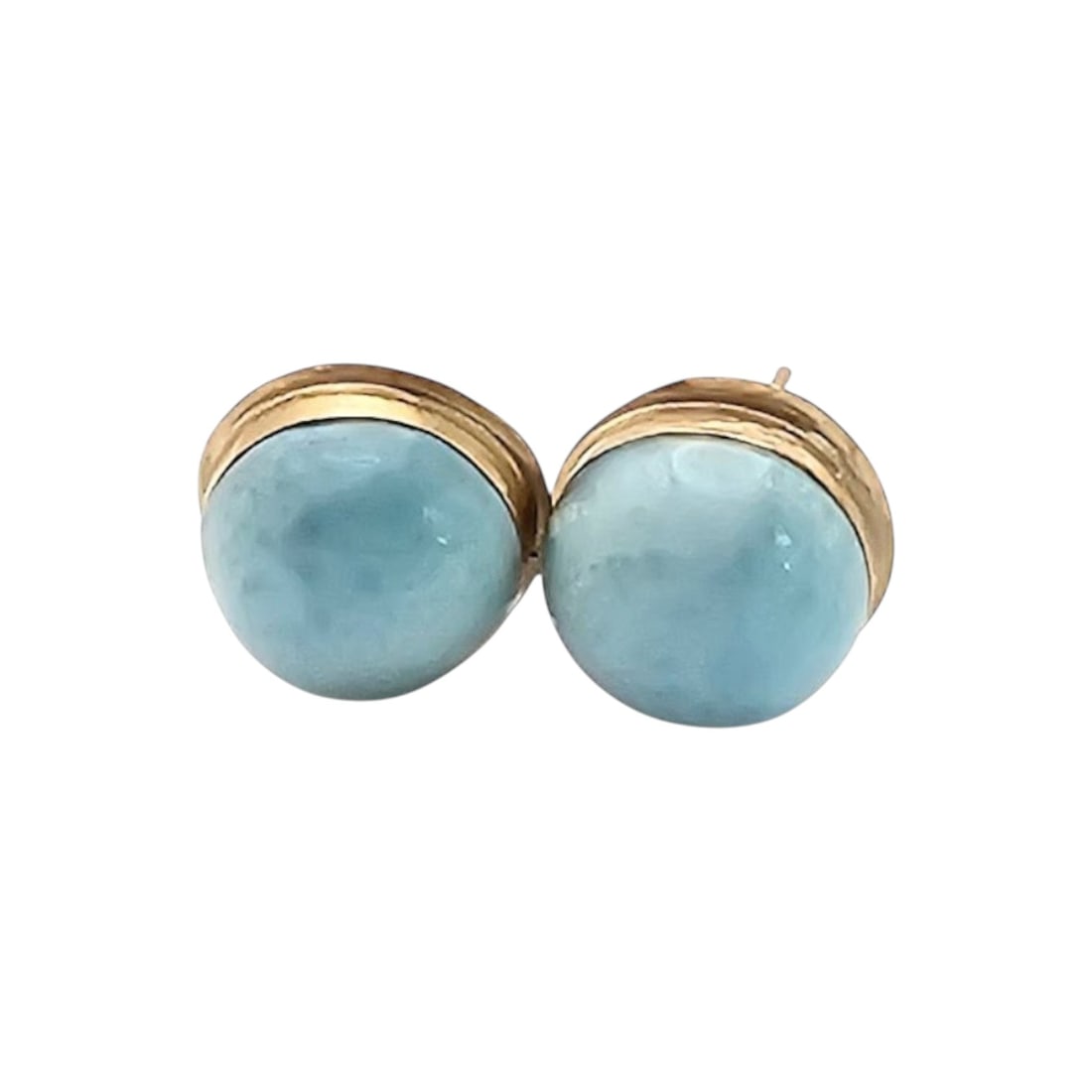 14K Gold Larimar Earrings 1.5 G: 14K Gold Larimar Earrings 1.5 G no backs
